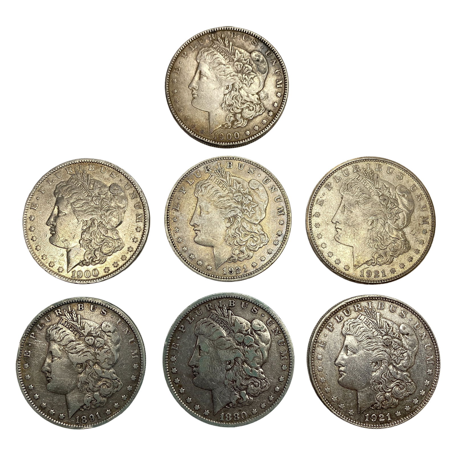 [7 Coins] 1880-1921 Morgan Silver Dollar (1 of 2)