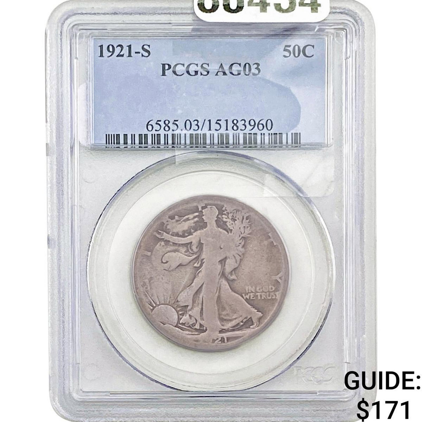 1921-S Walking Liberty Half Dollar PCGS AG03: 1921-S Walking Liberty Half Dollar PCGS AG03