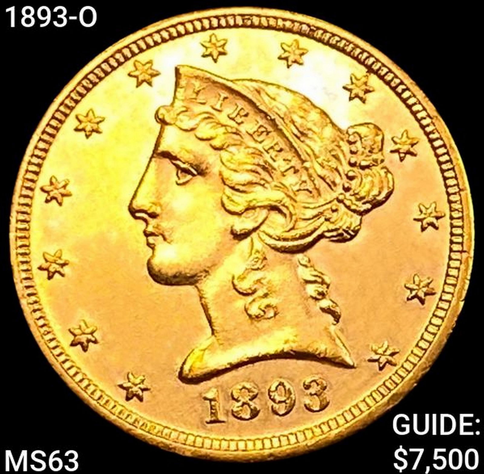 1893-O $5 Gold Half Eagle CHOICE BU (1 of 2)