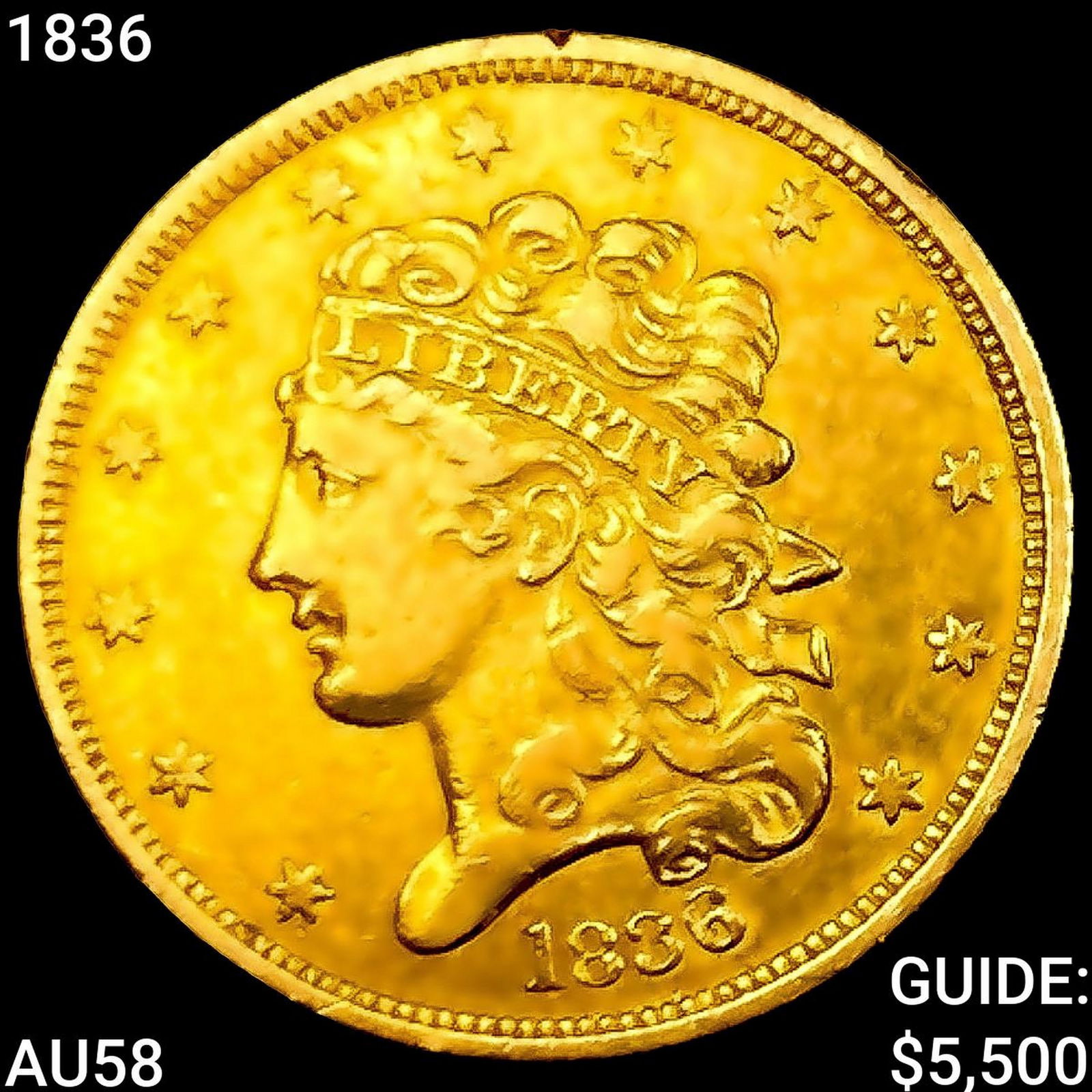 1836 $5 Gold Half Eagle CHOICE AU (1 of 2)