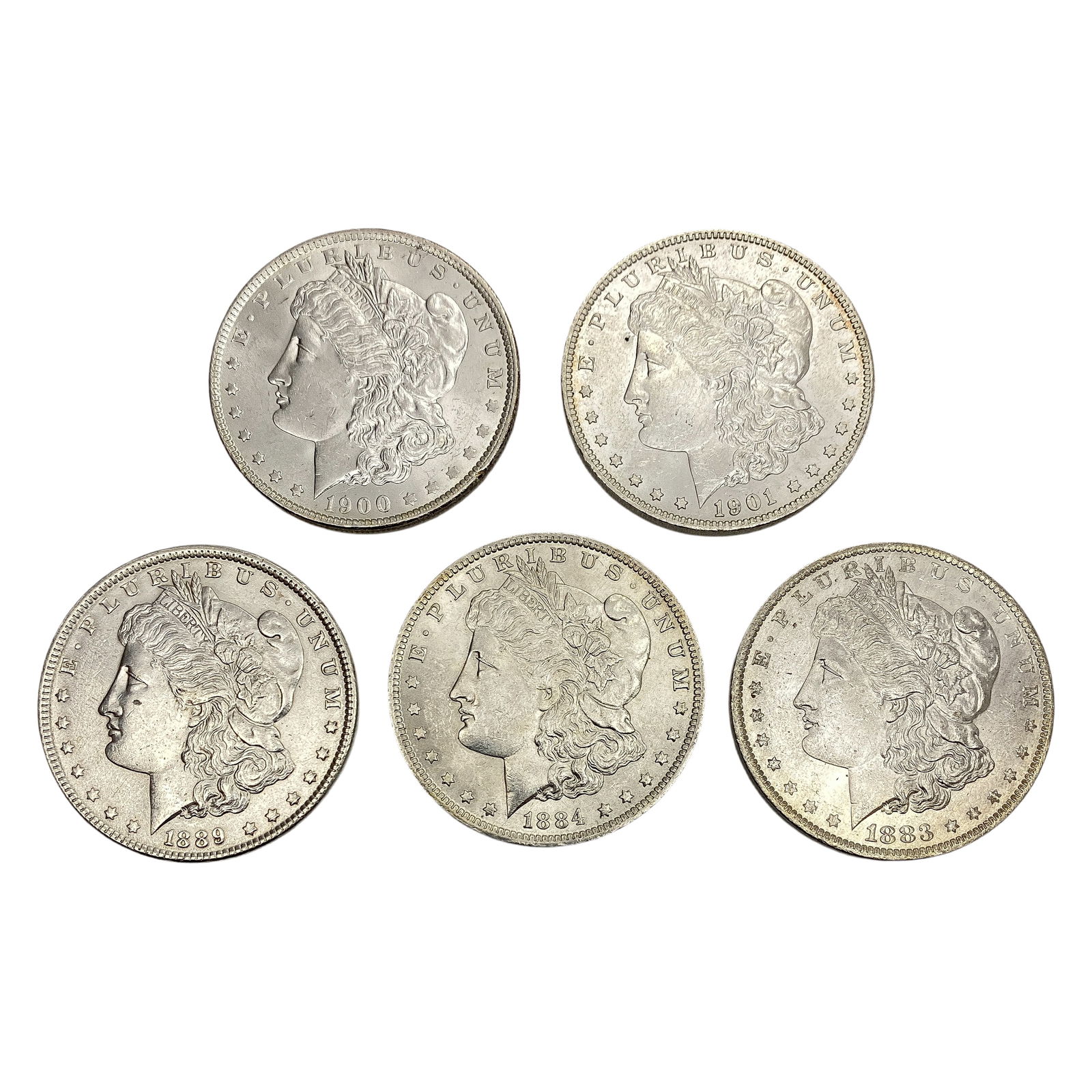 [5 Coins] 1883-1901 Morgan Silver Dollar (1 of 2)