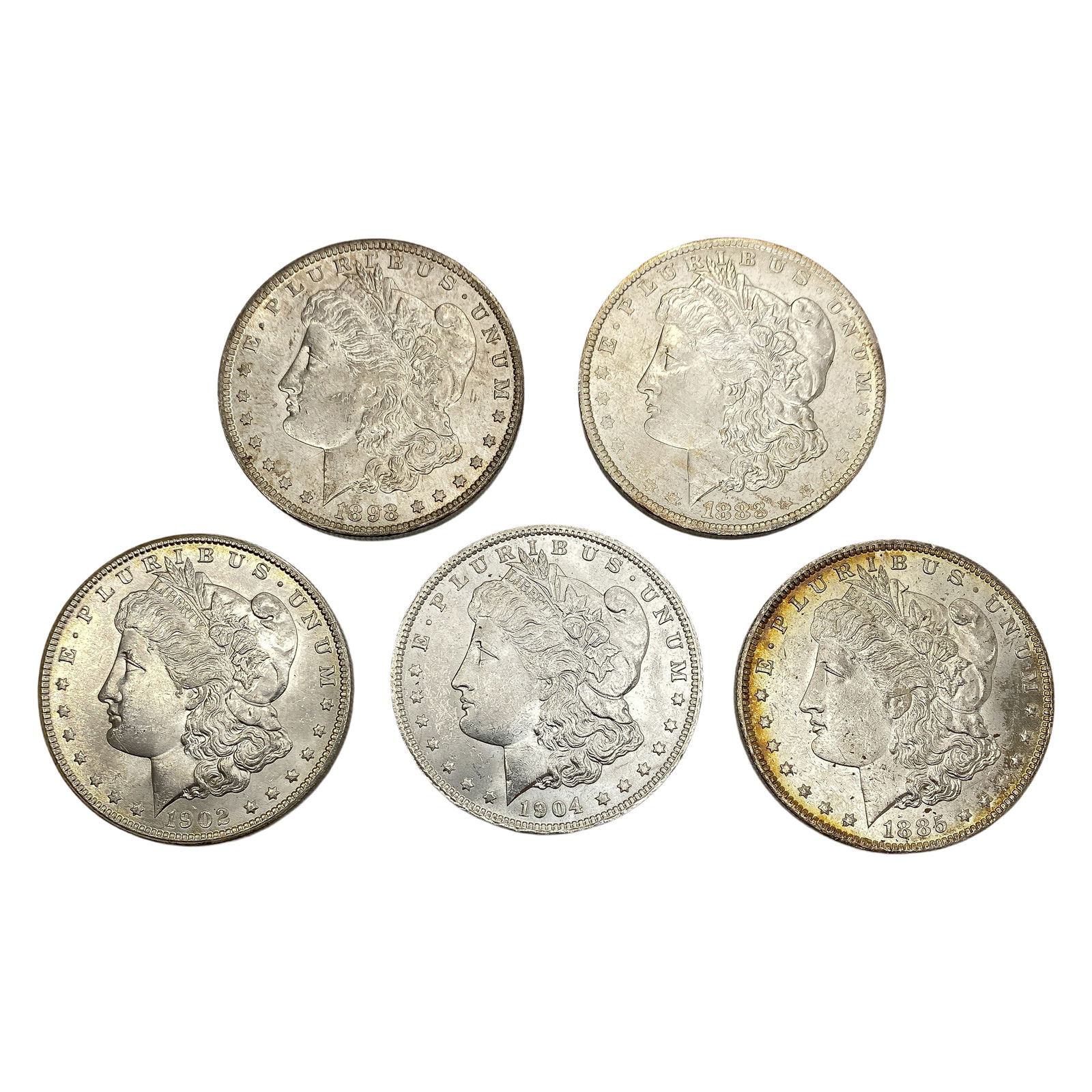 [5 Coins] 1883-1904 Morgan Silver Dollar (1 of 2)