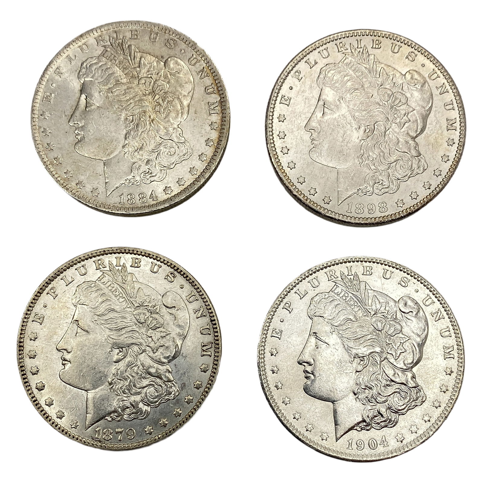 [4 Coins] 1879-1904 Morgan Silver Dollar (1 of 2)
