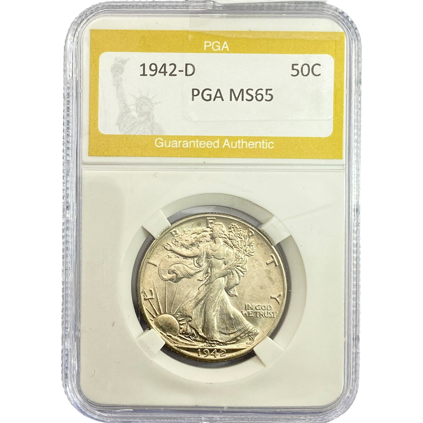 1942-D Walking Liberty Half Dollar PGA MS65: 1942-D Walking Liberty Half Dollar PGA MS65