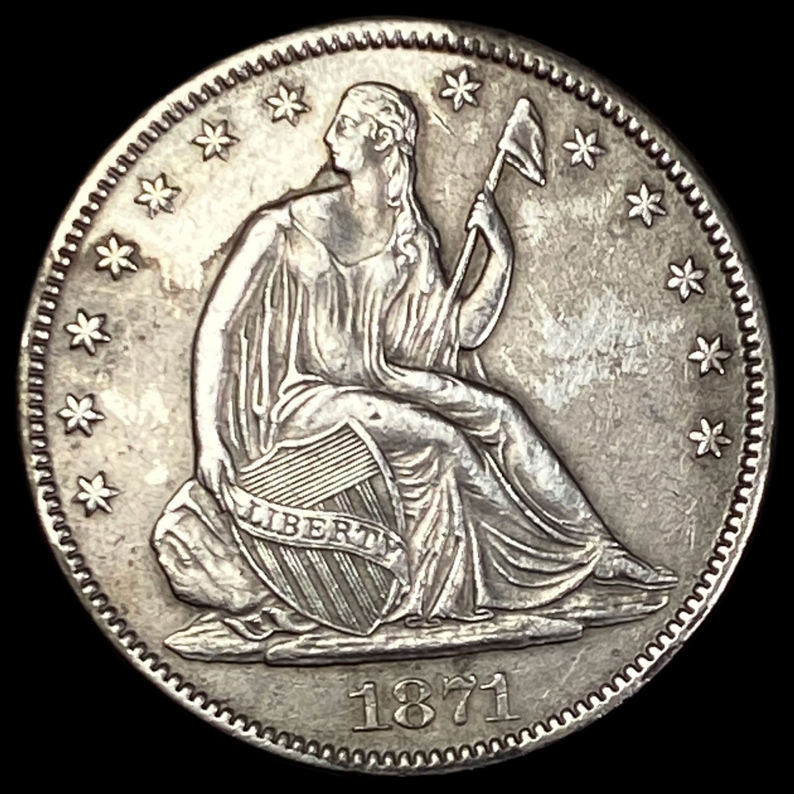 1871 Silver Seated Liberty Half Dollar CHOICE AU (1 of 2)