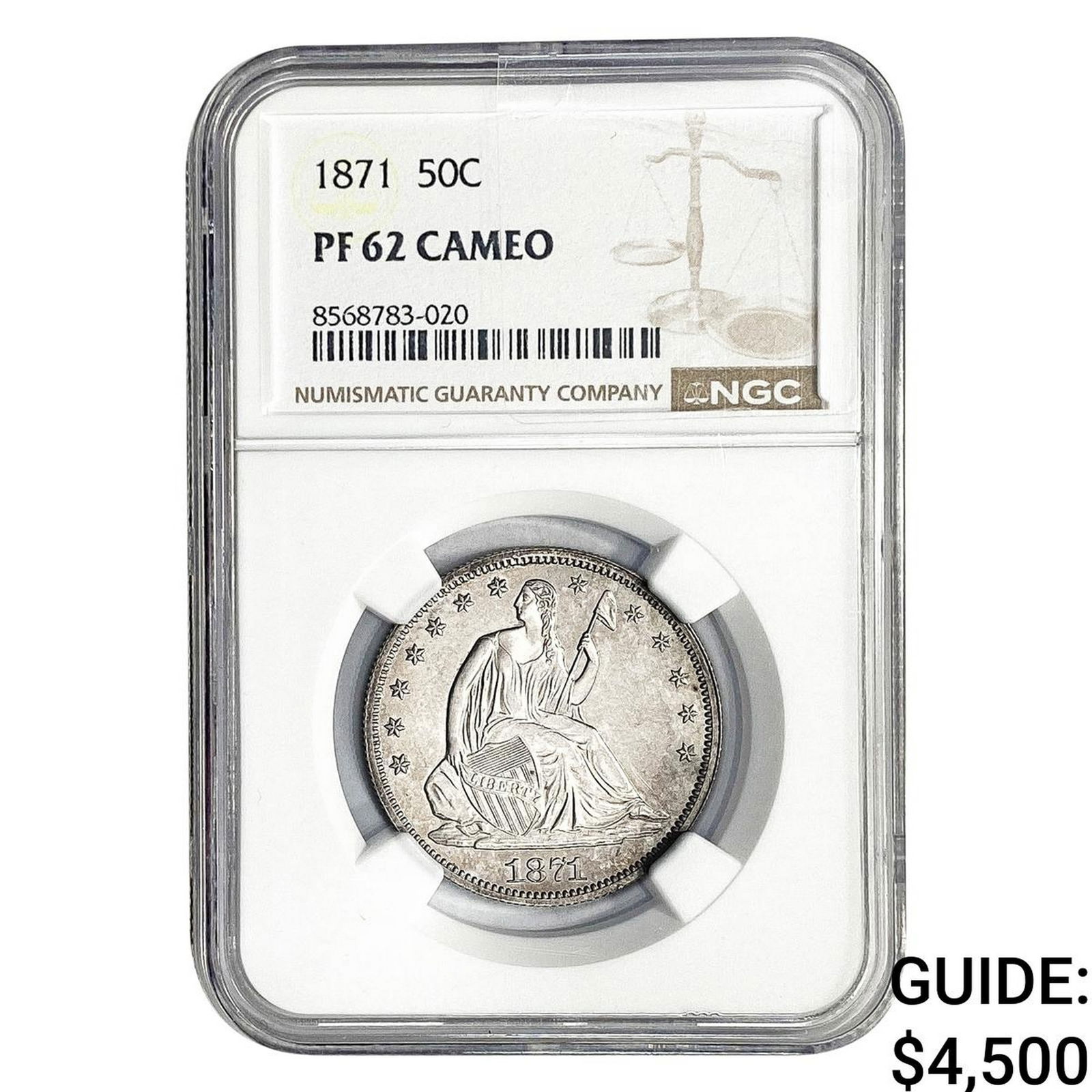 1871 Seated Liberty Half Dollar NGC PF62 Cameo (1 of 2)