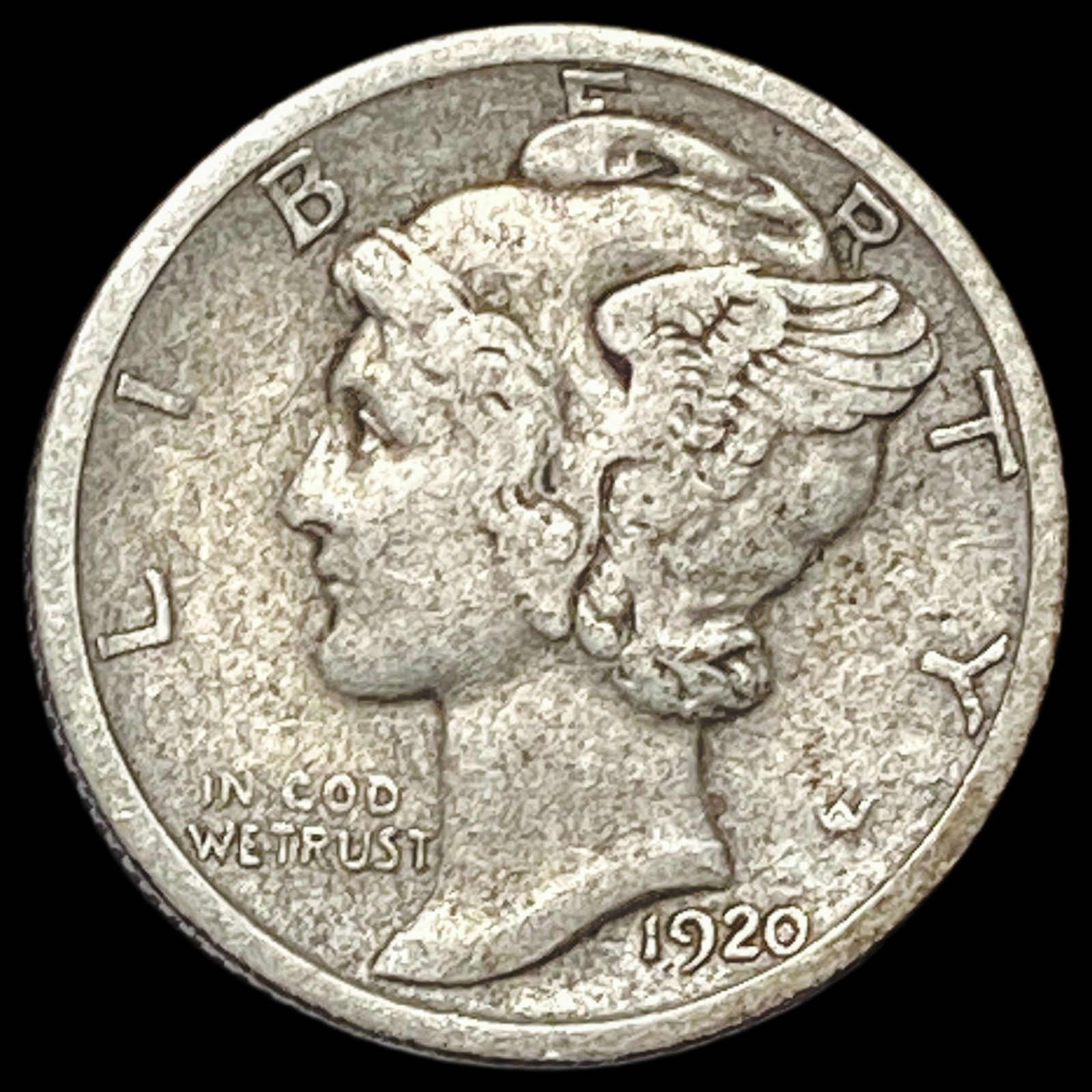 1920-D Silver Mercury Dime ABOUT UNCIRCULATED (1 of 2)