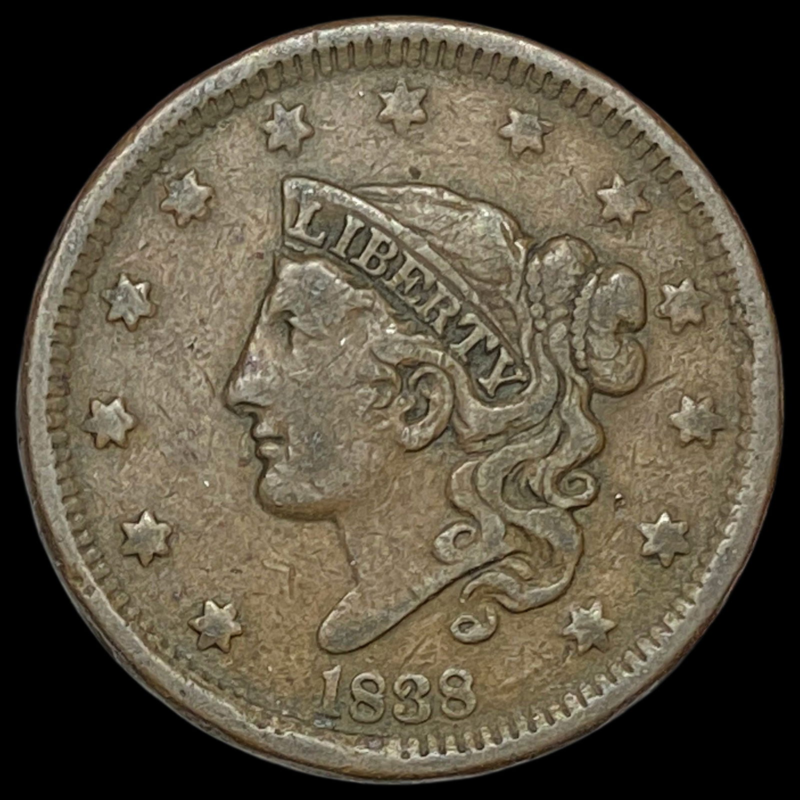1838 Coronet Head Large Cent HIGH GRADE (1 of 2)