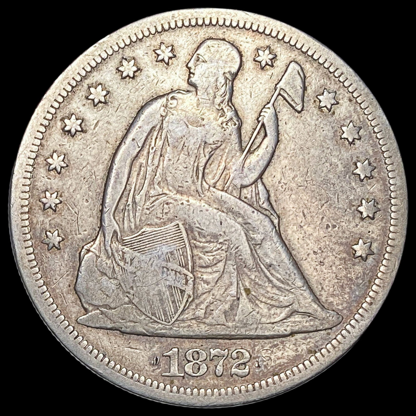 1872 Silver Seated Liberty Dollar NEARLY UNCIRCULATED (1 of 2)