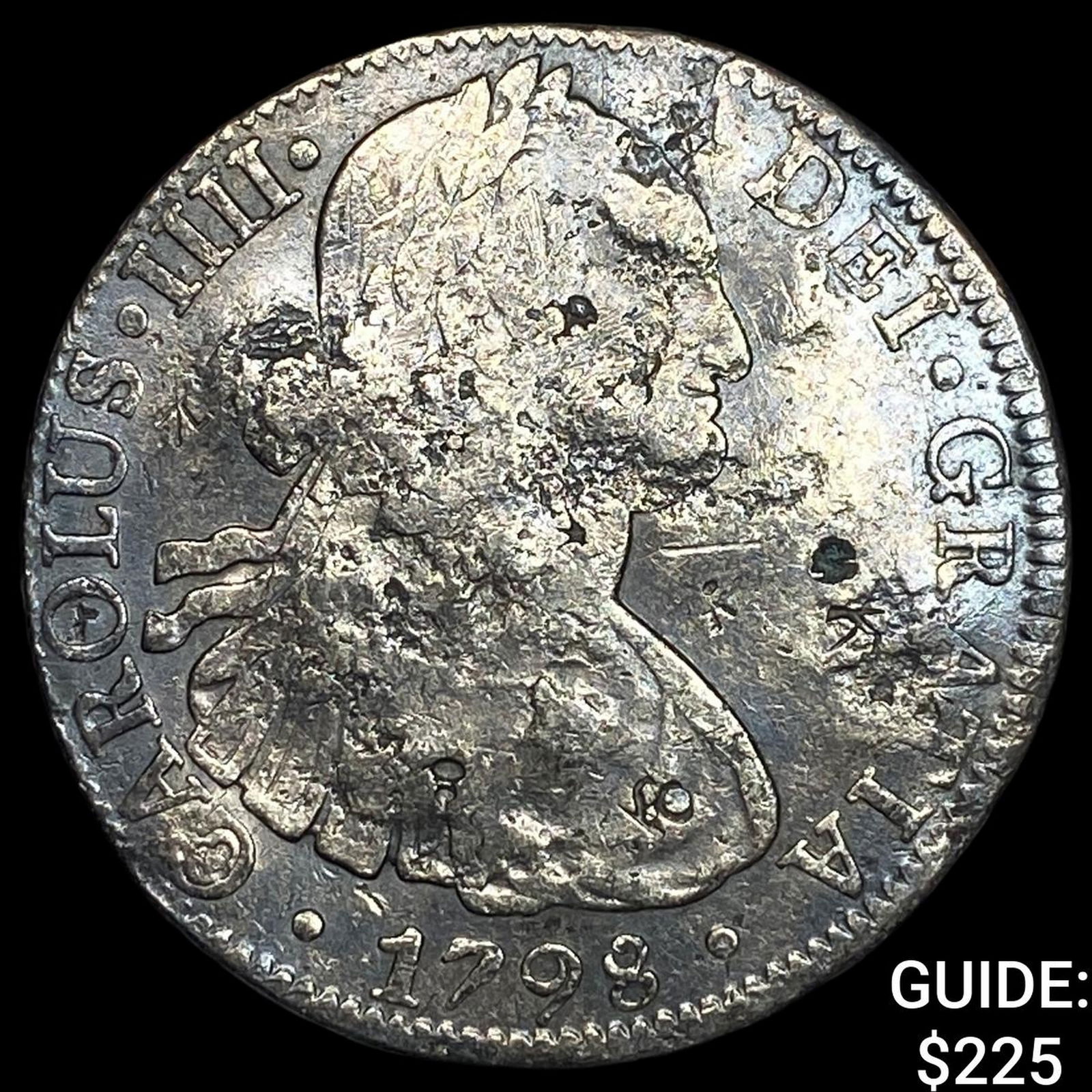 1798 Colonial Spain Silver 8 Reales Chopmarks NEARLY UNCIRCULATED (1 of 2)