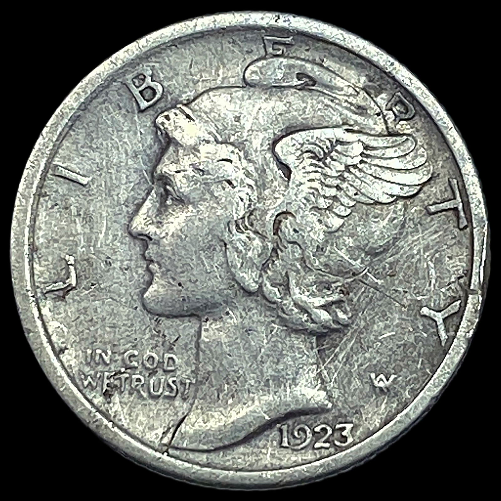 1923-S Silver Mercury Dime NEARLY UNCIRCULATED (1 of 2)