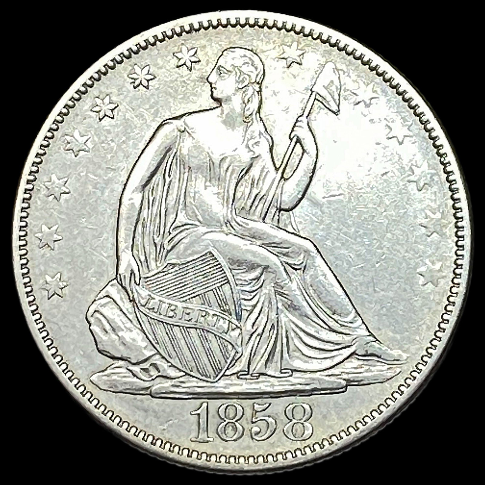 1858 Seated Liberty Half Dollar CLOSELY UNCIRCULATED (1 of 2)