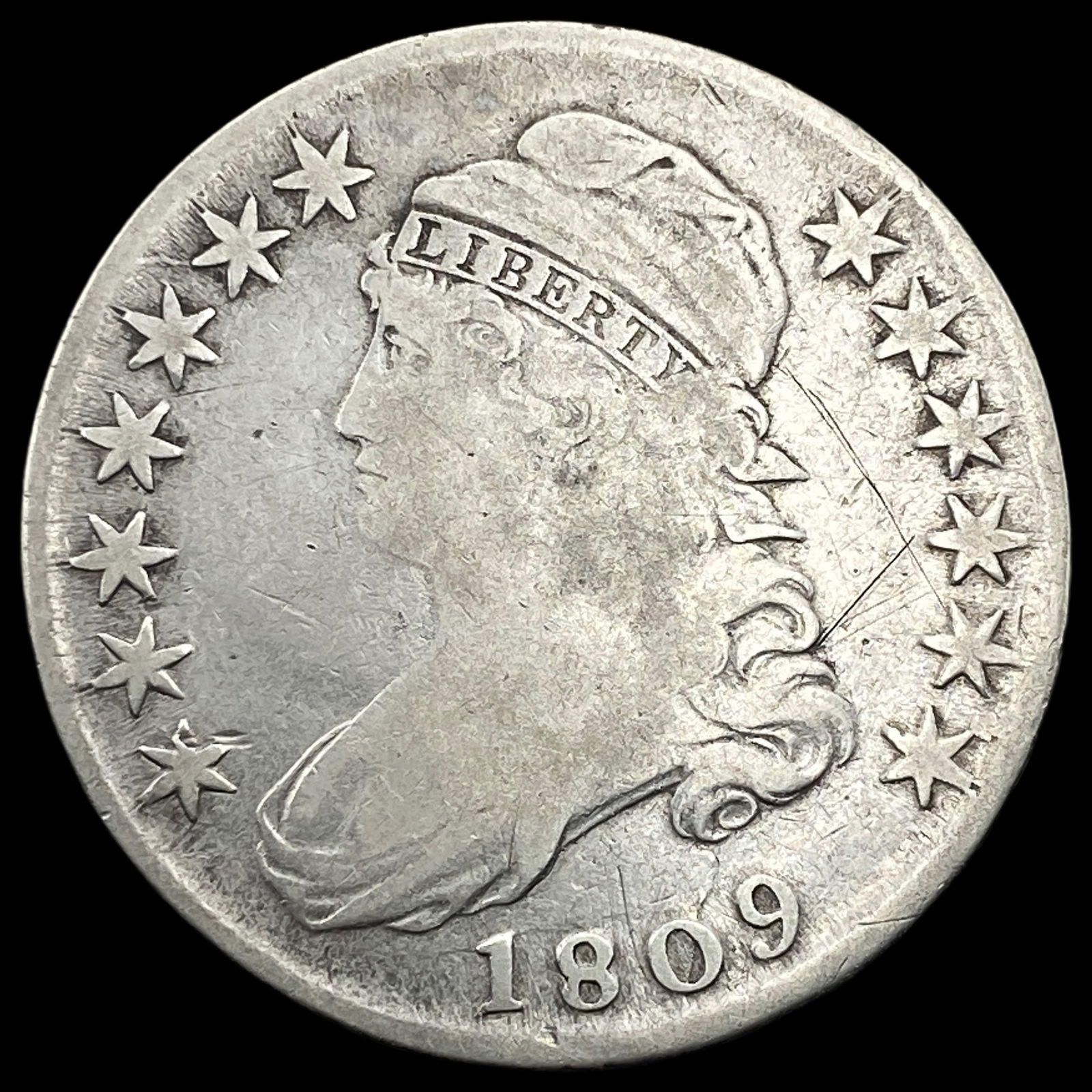 1809 Capped Bust Silver Half Dollar LIGHTLY CIRCULATED (1 of 2)
