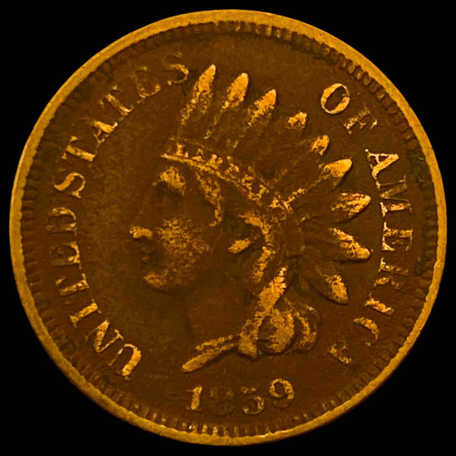 1859 Indian Head Cent ABOUT UNCIRCULATED (1 of 2)
