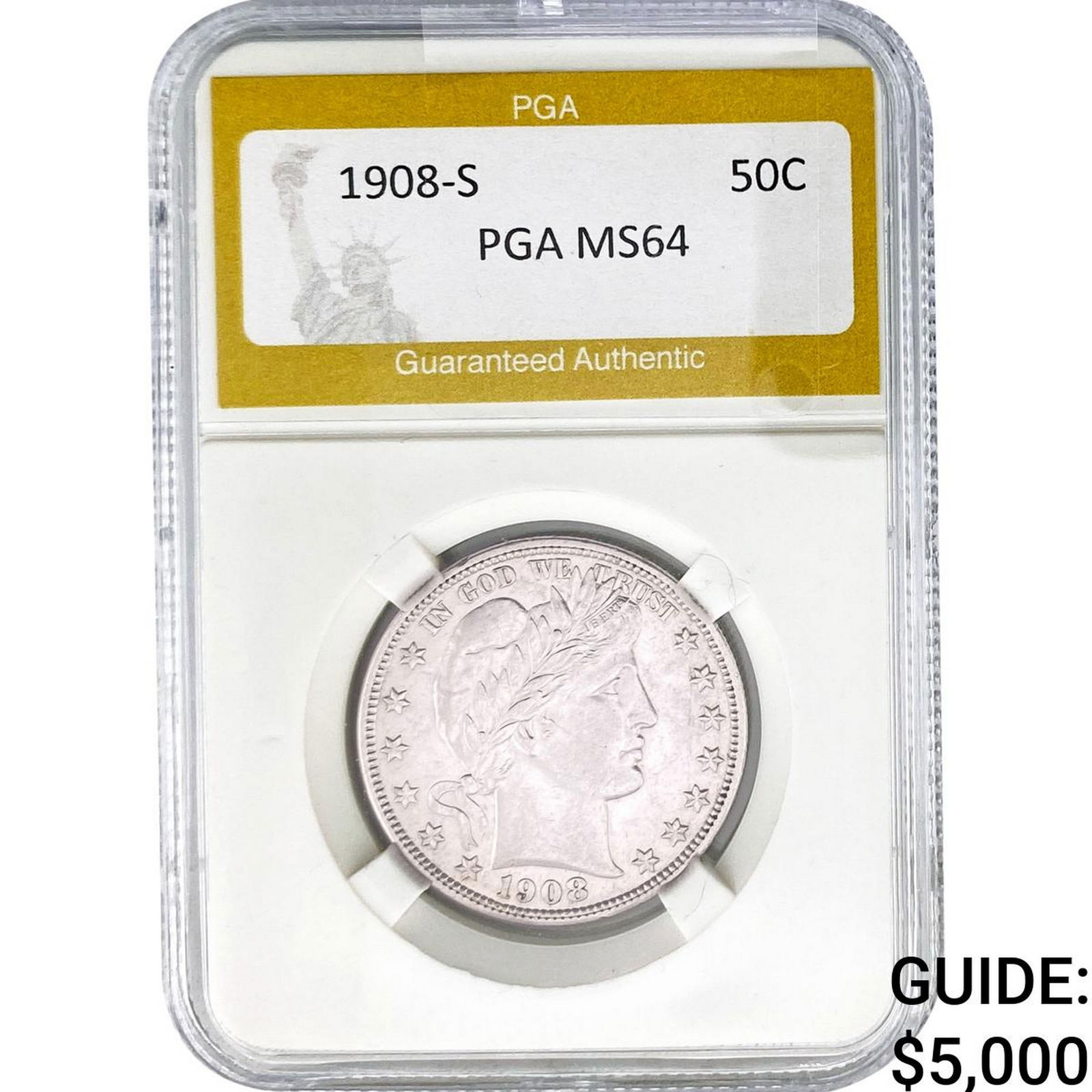 1908-S Barber Half Dollar PGA MS64 (1 of 2)