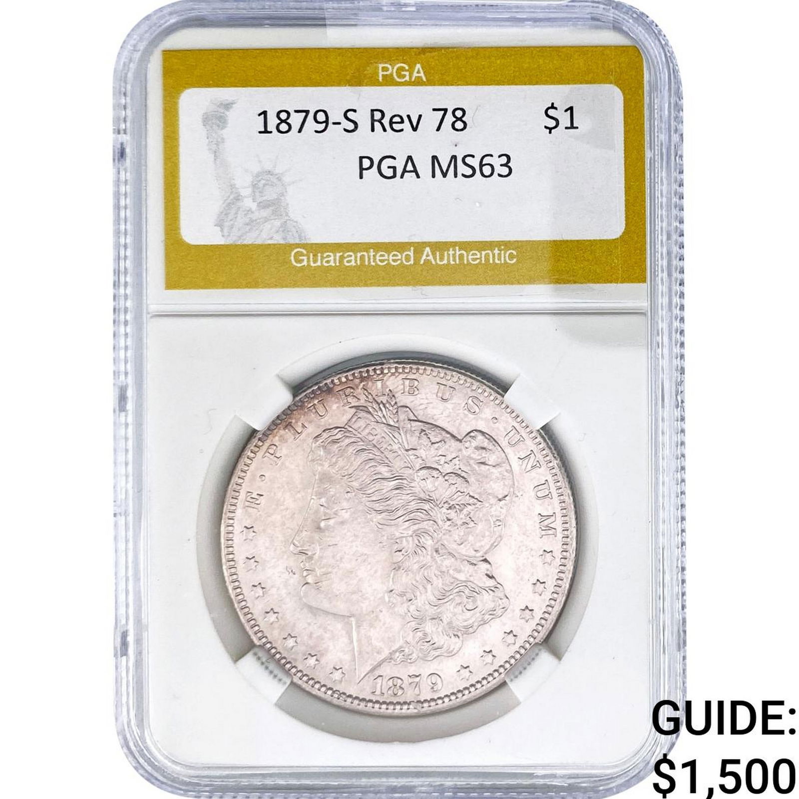 1879-S Rev 78 Morgan Silver Dollar PGA MS63 (1 of 2)