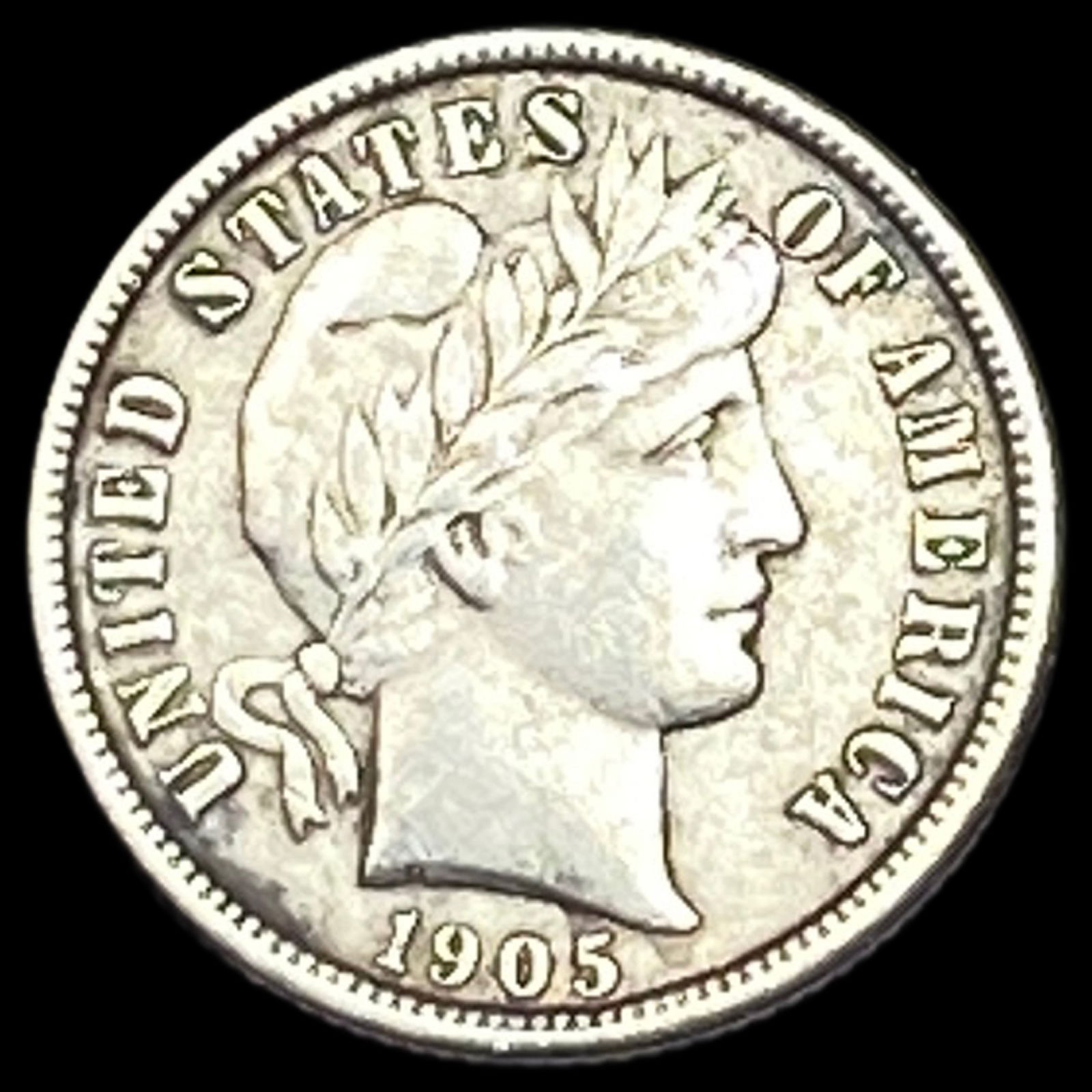 1905-S Silver Barber Dime NEARLY UNCIRCULATED (1 of 2)