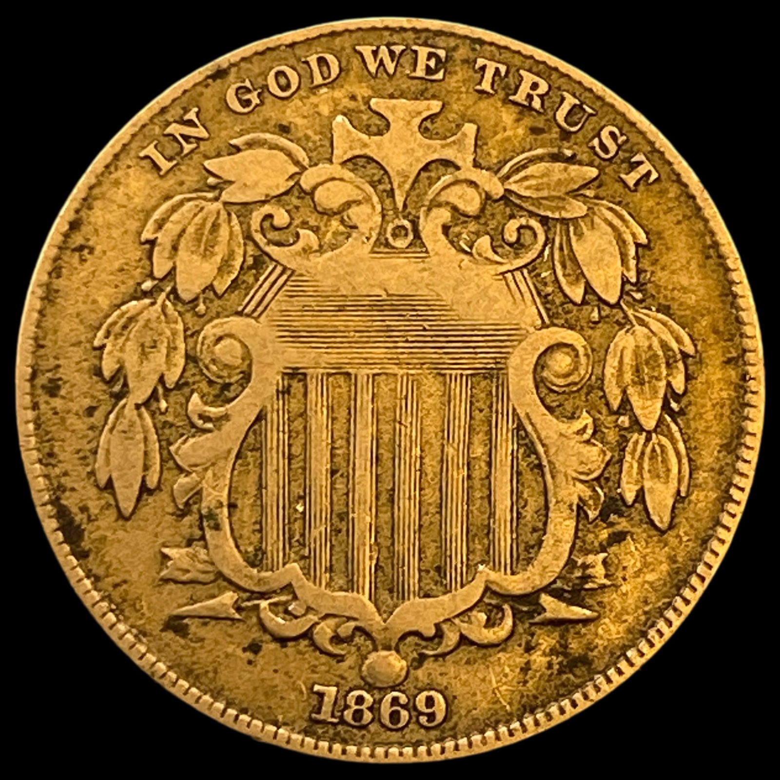 1869 Shield Nickel ABOUT UNCIRCULATED (1 of 2)