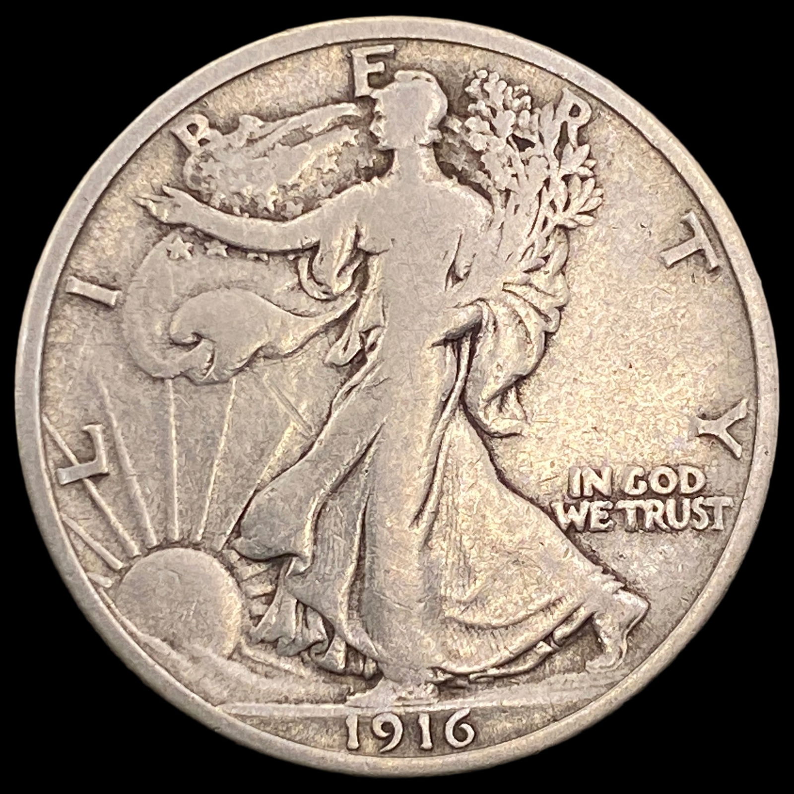 1916 Silver Walking Liberty Half Dollar LIGHTLY CIRCULATED (1 of 2)