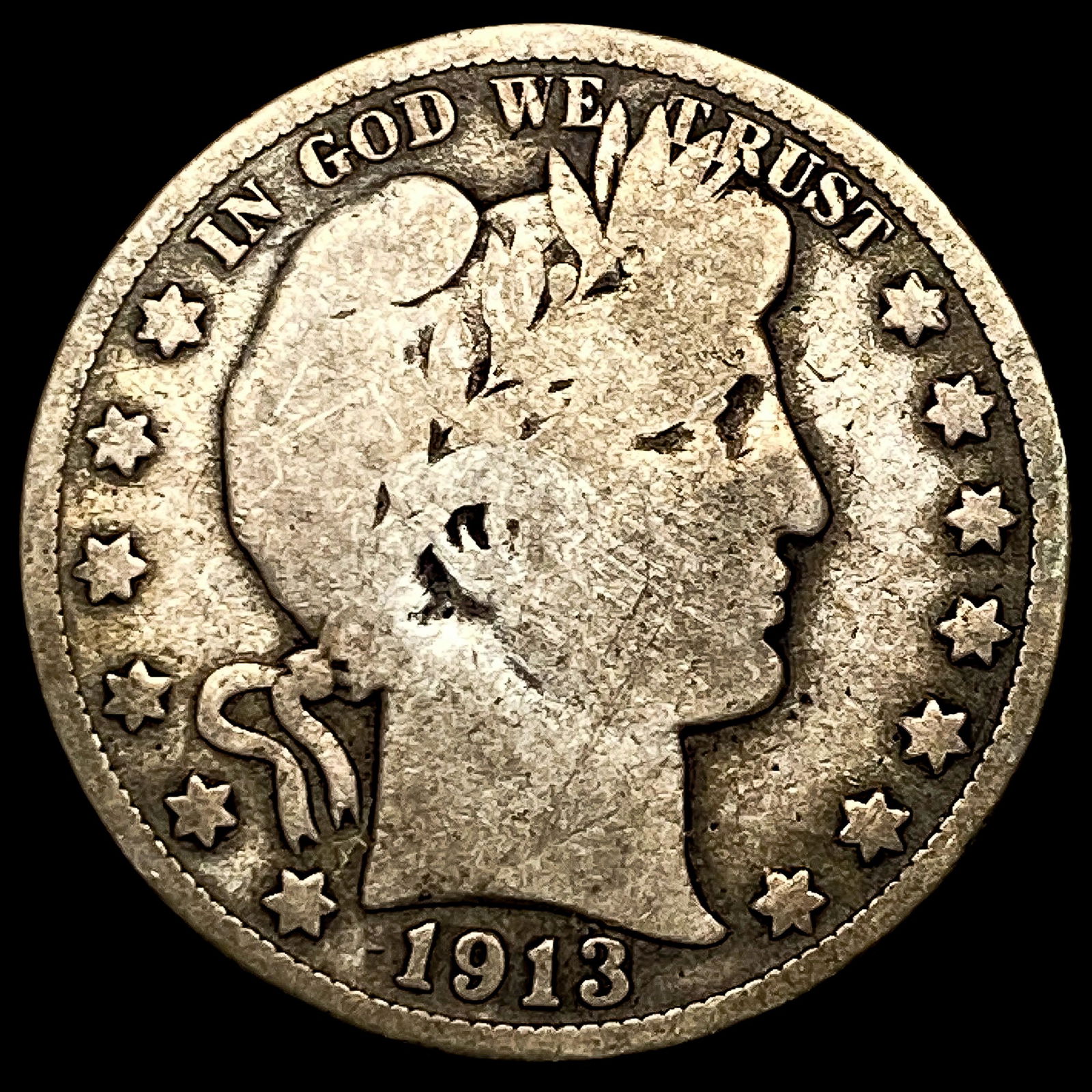 1913 Silver Barber Half Dollar NICELY CIRCULATED (1 of 2)