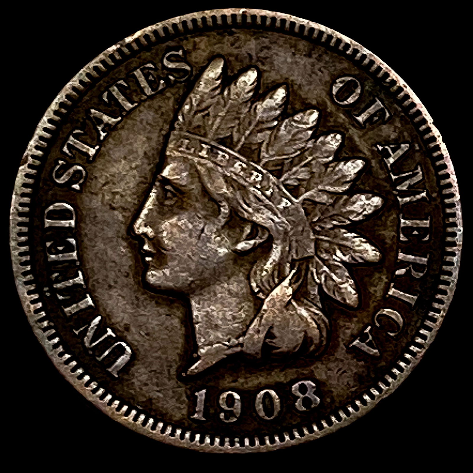 1908-S Indian Head Cent ABOUT UNCIRCULATED (1 of 2)