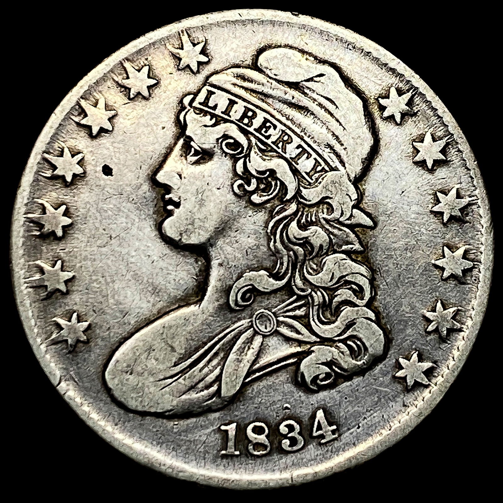 1834 Silver Capped Bust Half Dollar ABOUT UNCIRCULATED (1 of 2)
