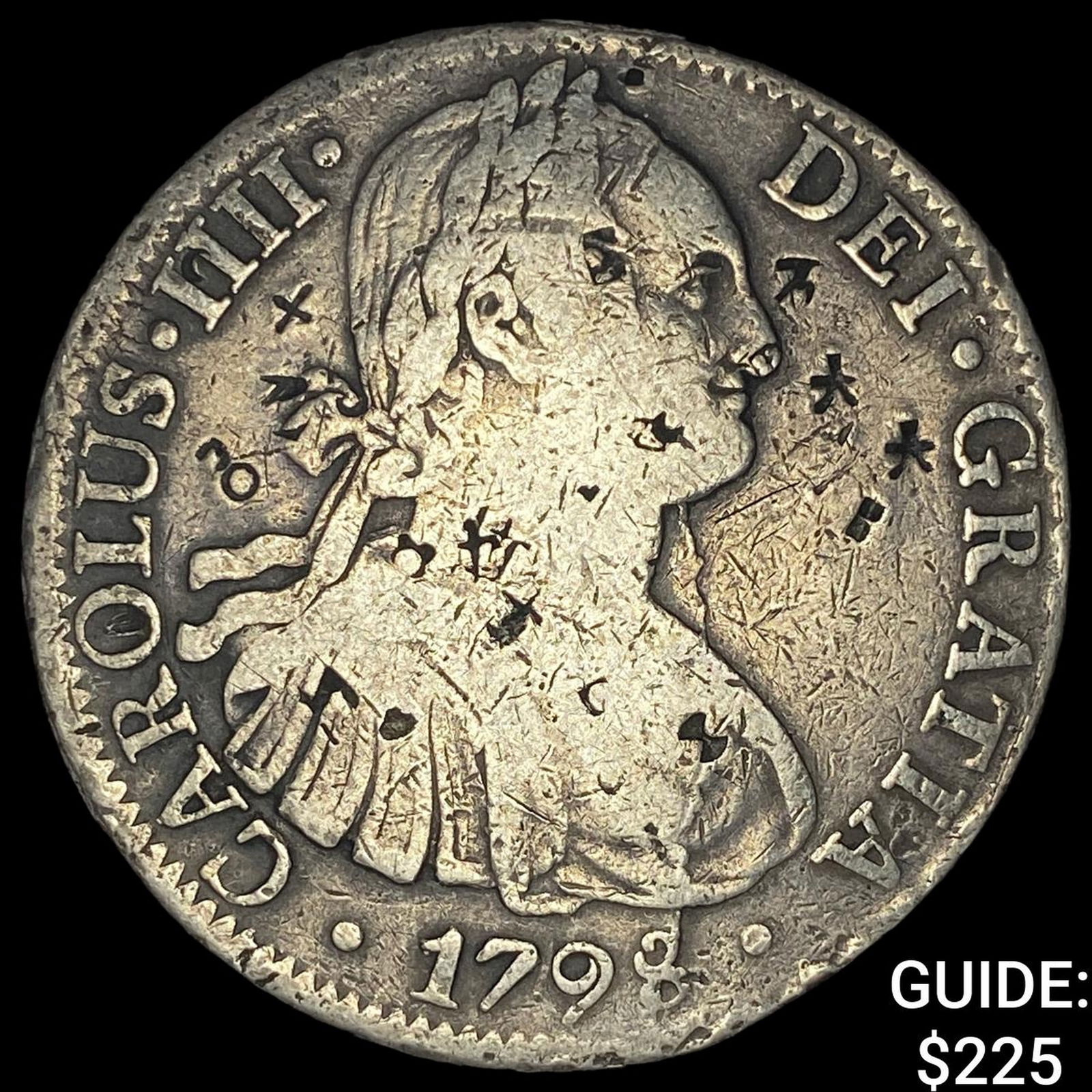 1798 Colonial Spain Silver 8 Reales Chopmarks NEARLY UNCIRCULATED (1 of 2)