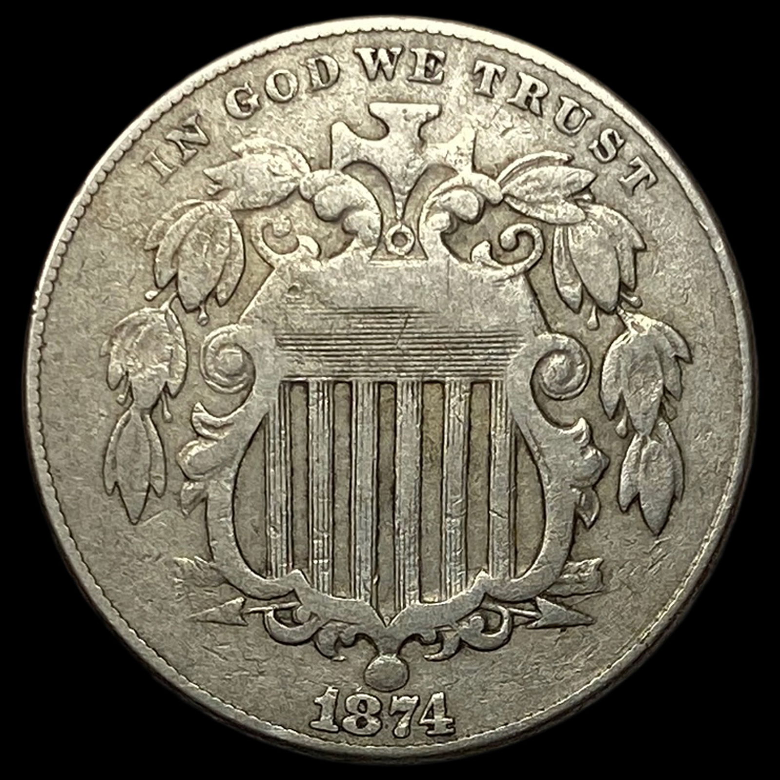 1874 Shield Nickel LIGHTLY CIRCULATED (1 of 2)
