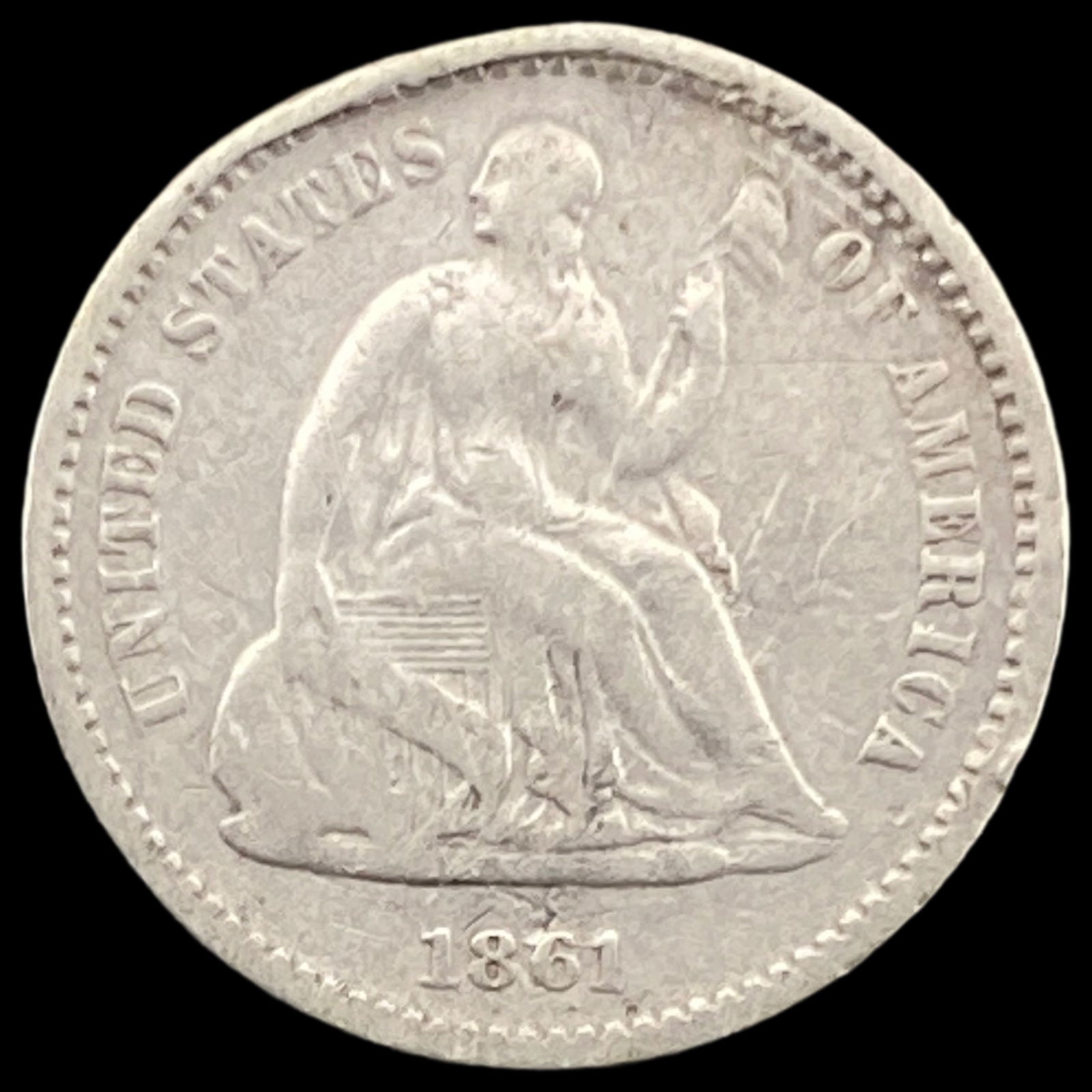 1861 Silver Seated Liberty Half Dime HIGH GRADE: 1861 Silver Seated Liberty Half Dime HIGH GRADE