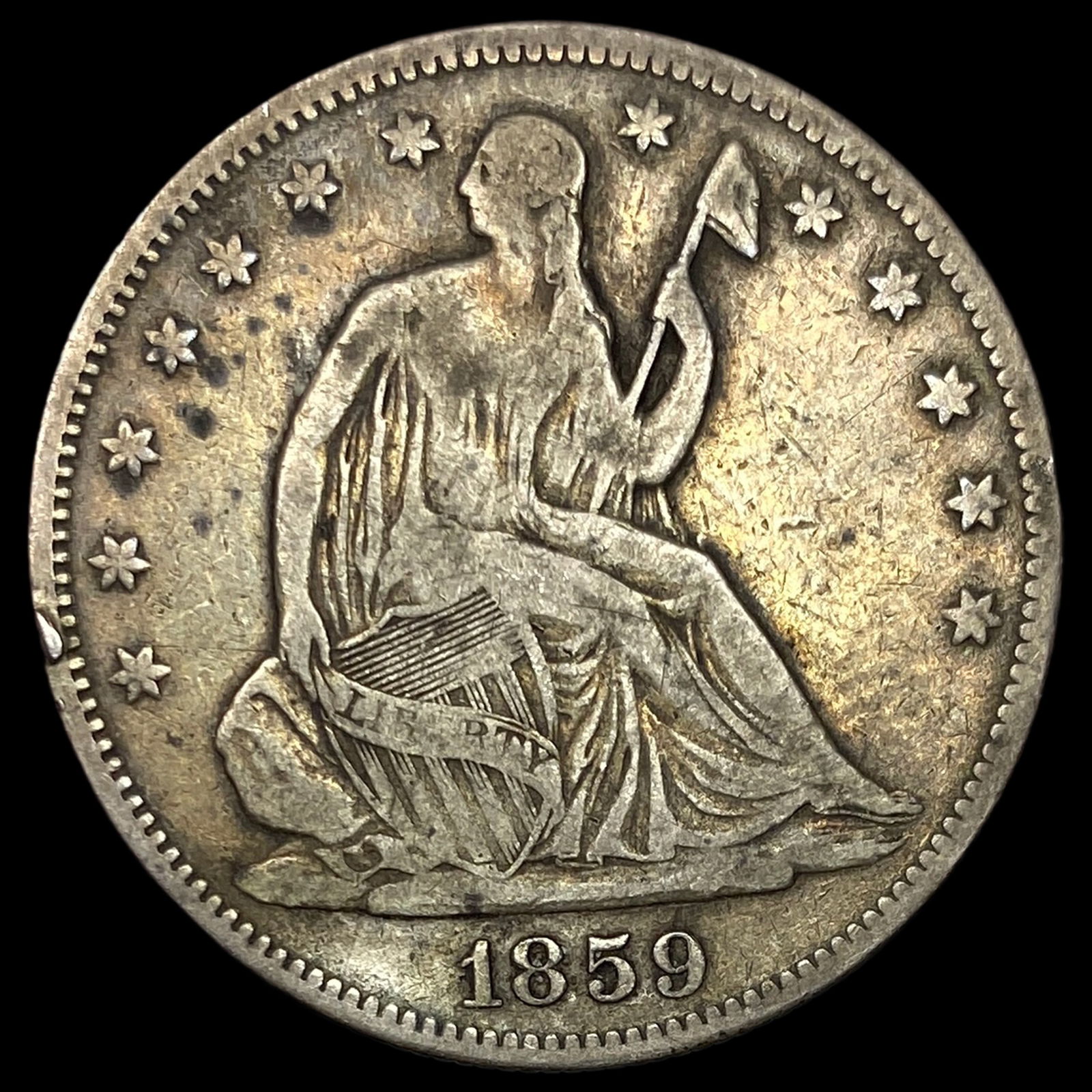1859 Seated Liberty Half Dollar NICELY CIRCULATED (1 of 2)