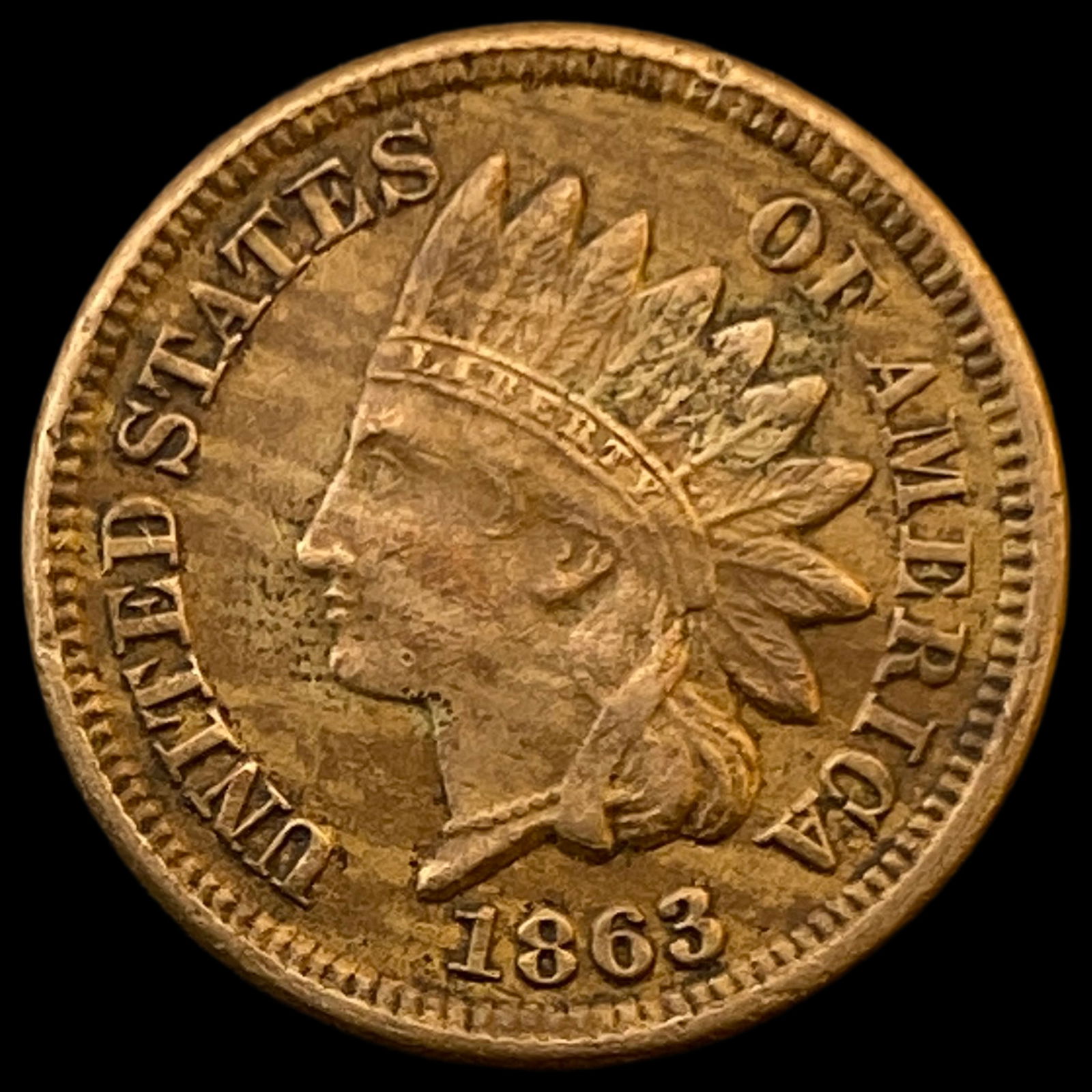 1863 Bronze Indian Head Cent NEARLY UNCIRCULATED (1 of 2)