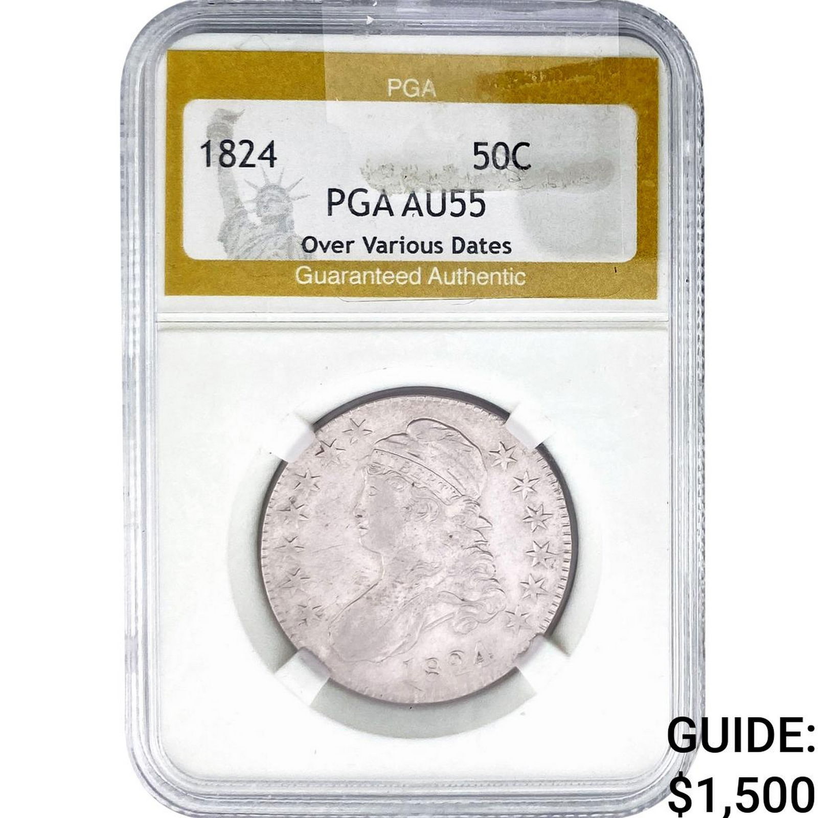 1824 Capped Bust Half Dollar PGA AU55 (1 of 2)