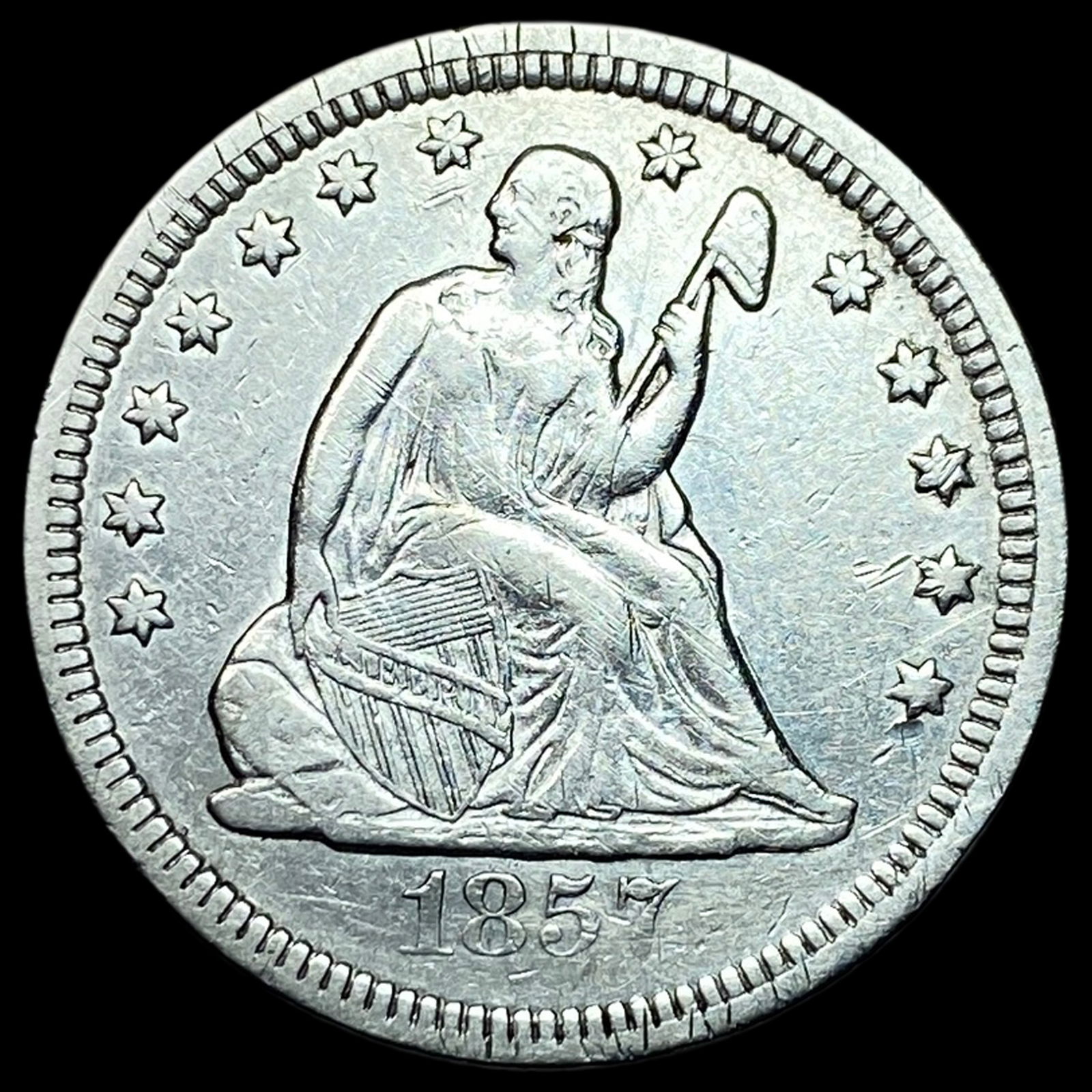 1857 Seated Liberty Quarter NEARLY UNCIRCULATED (1 of 2)