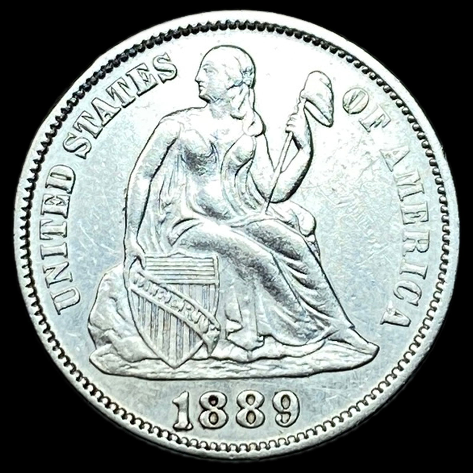 1889 Silver Seated Liberty Dime CLOSELY UNCIRCULATED (1 of 2)