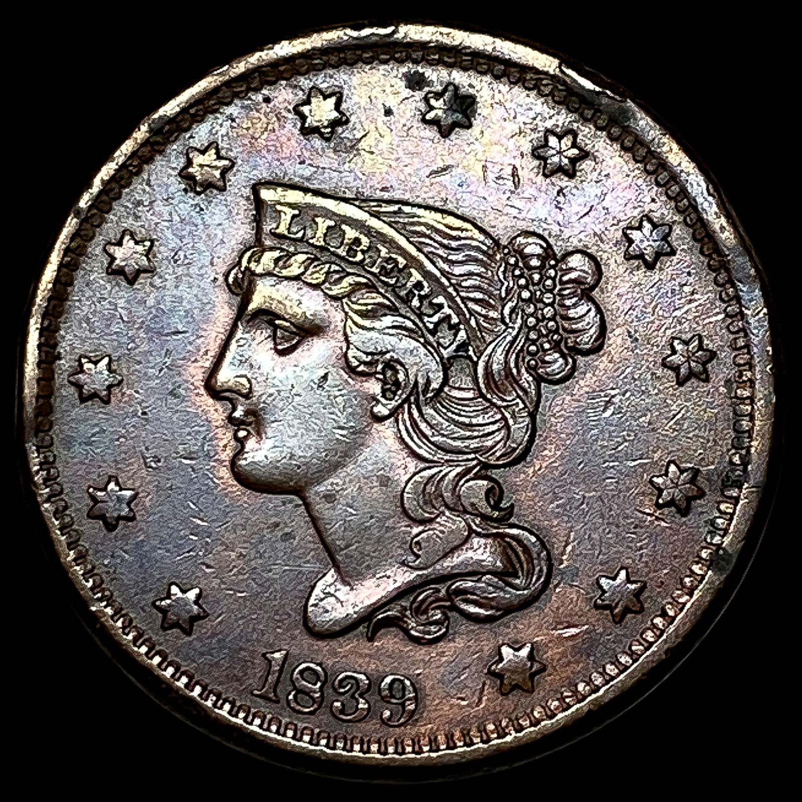 1839 Braided Hair Large Cent CHOICE AU (1 of 2)