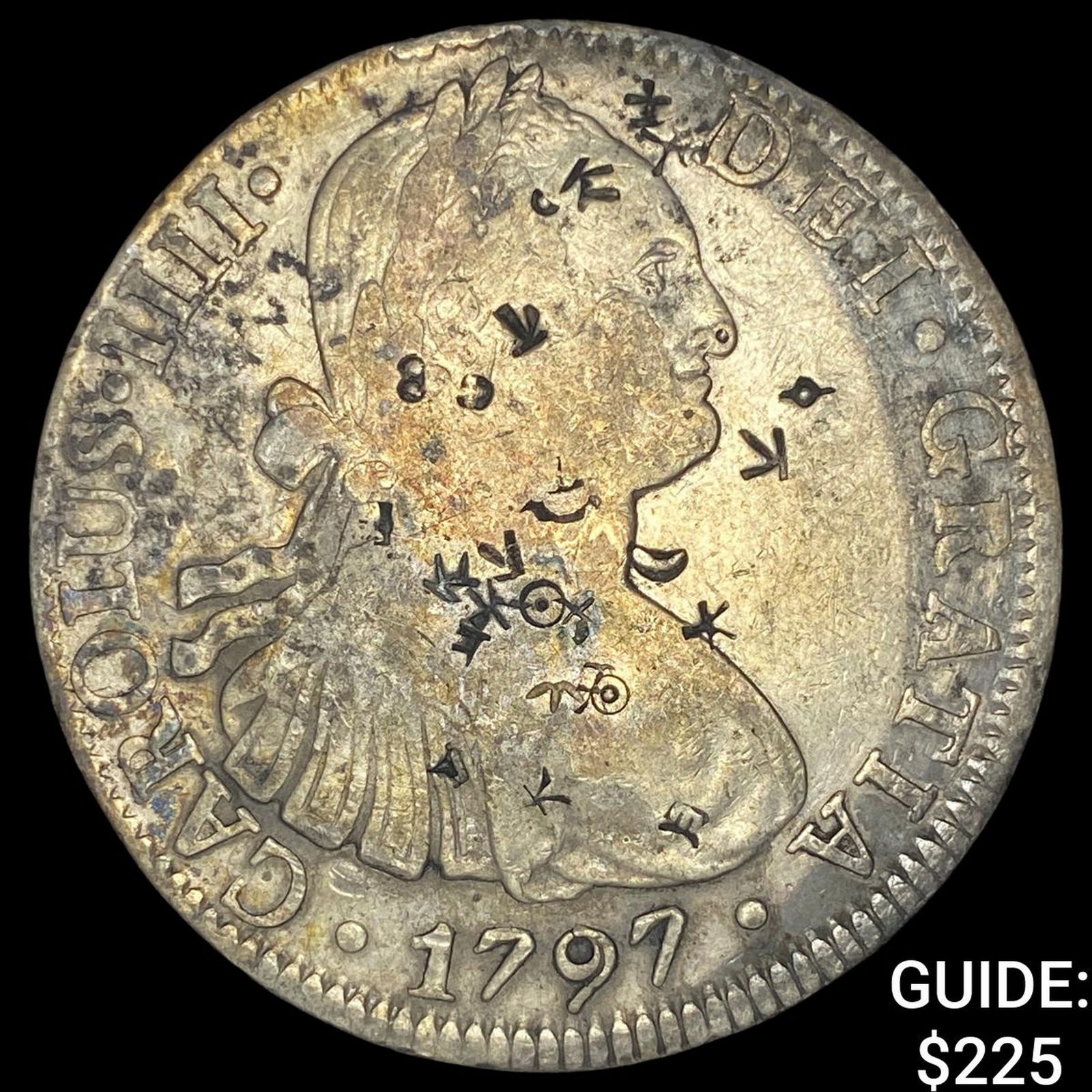 1797 Colonial Spain Silver 8 Reales Chopmarks NEARLY UNCIRCULATED (1 of 2)