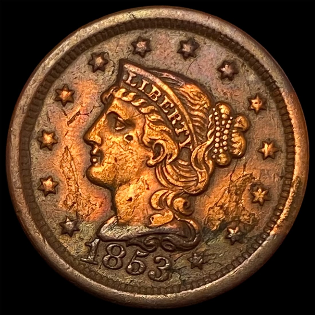 1853 Braided Hair Large Cent CLOSELY UNCIRCULATED (1 of 2)