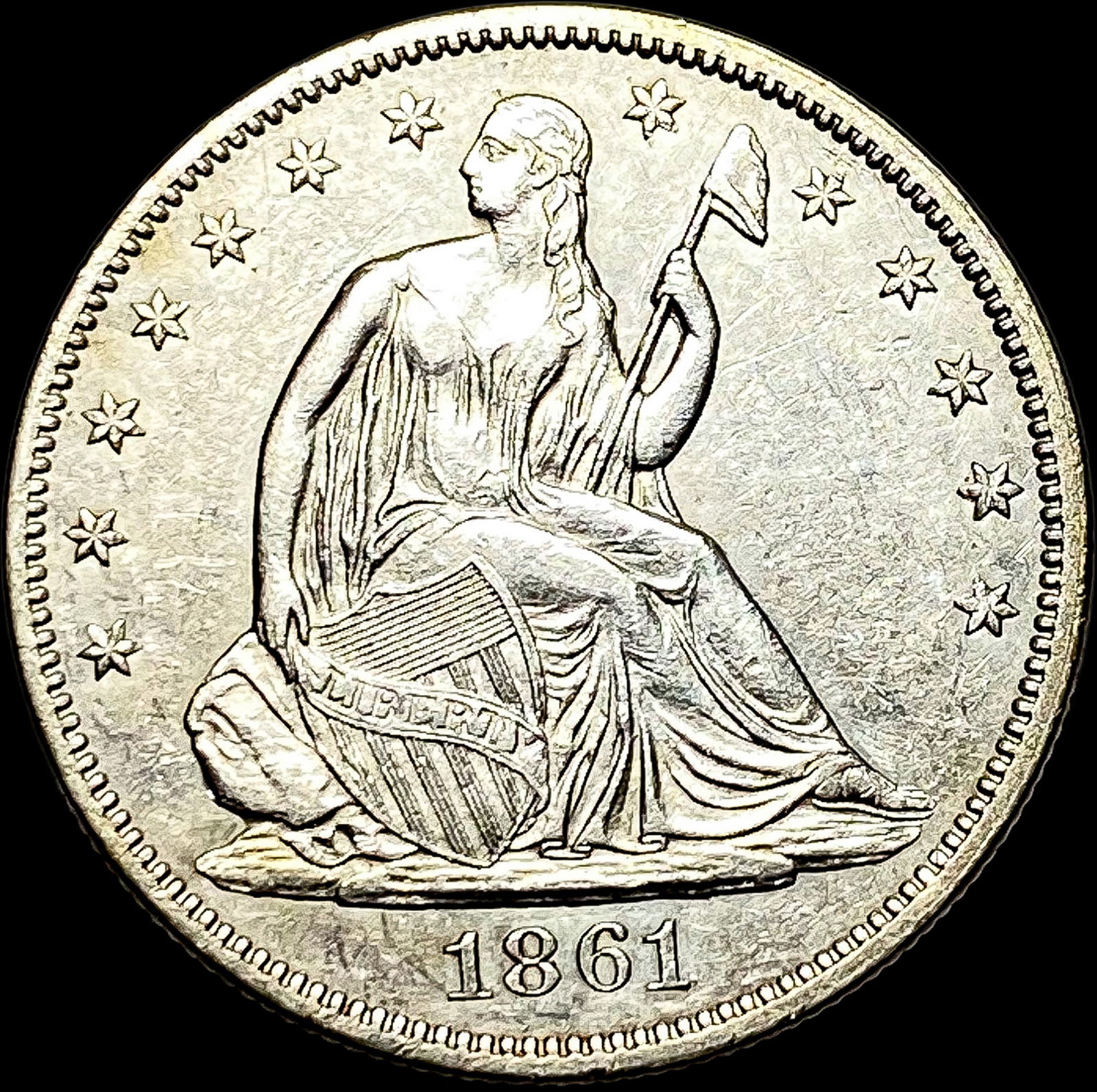 1861 Seated Liberty Half Dollar CLOSELY UNCIRCULATED (1 of 2)