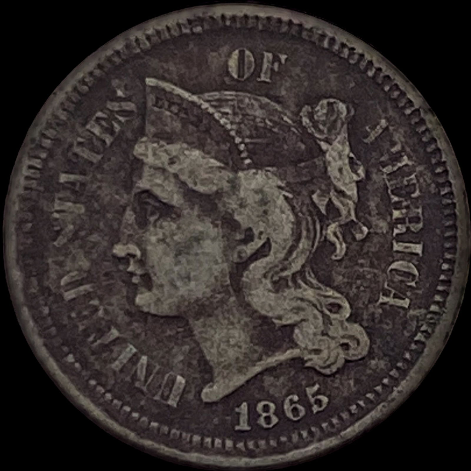 1865 Nickel Three-Cent Piece LIGHTLY CIRCULATED (1 of 2)