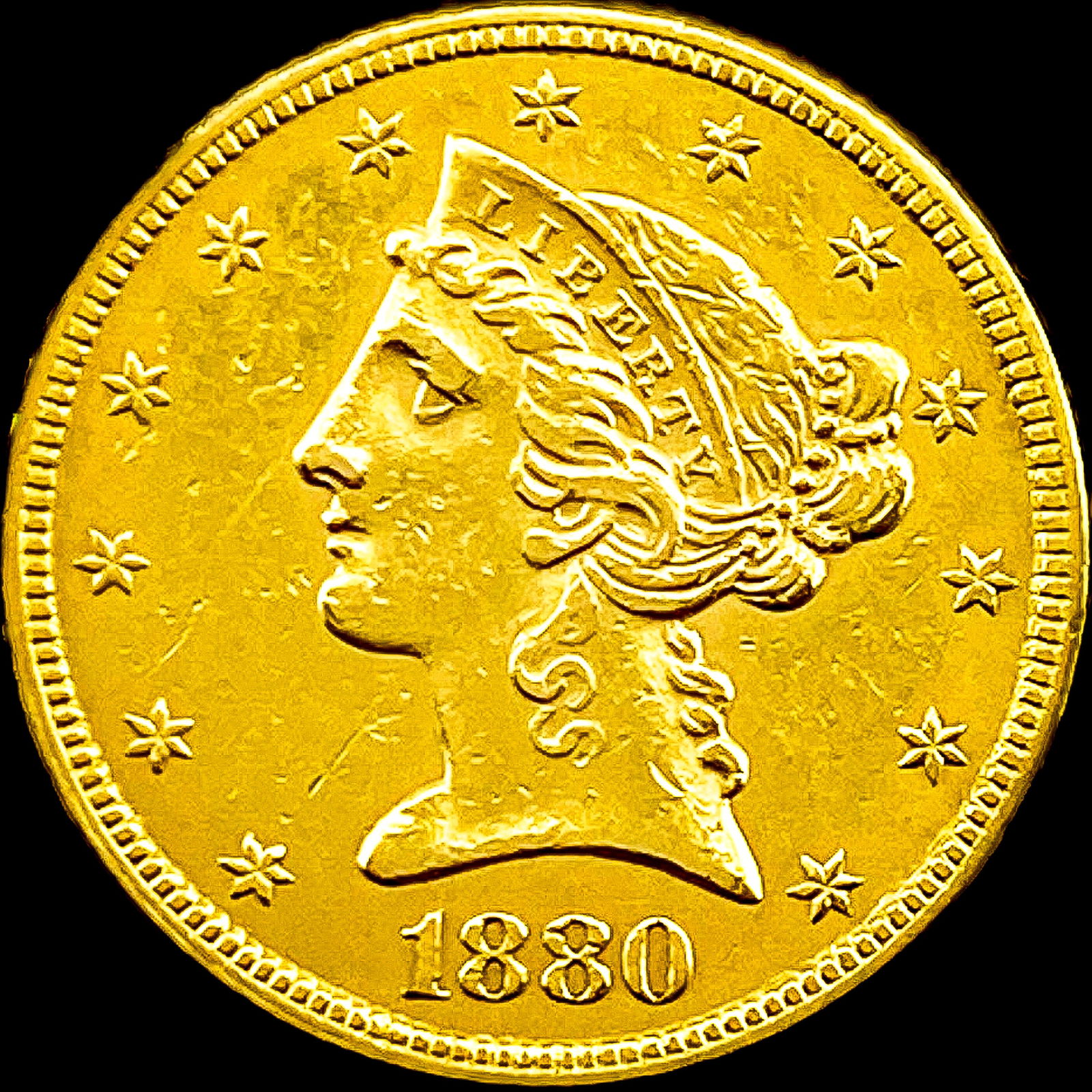 1880 Gold $5 Half Eagle CLOSELY UNCIRCULATED (1 of 2)