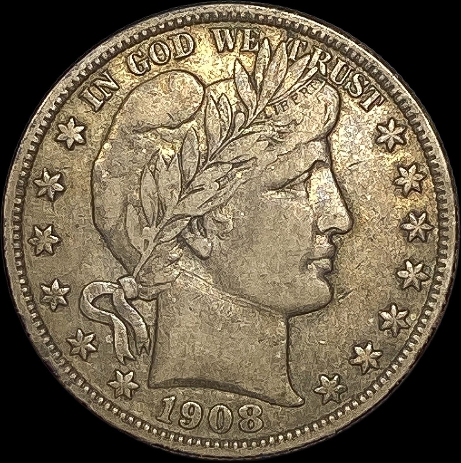 1908-O Silver Barber Half Dollar LIGHTLY CIRCULATED (1 of 2)