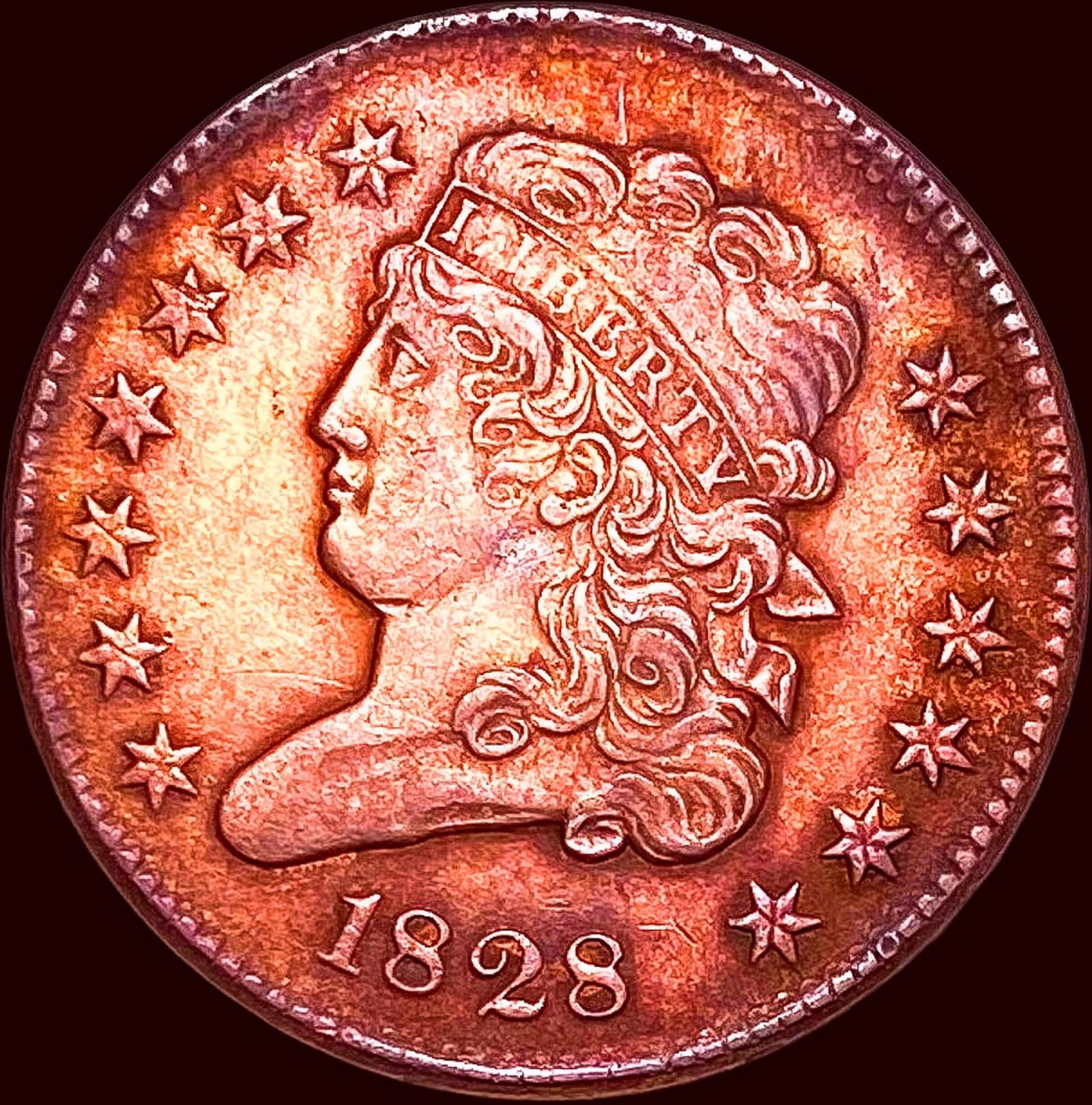 1828 Copper Half Cent CHOICE AU (1 of 2)