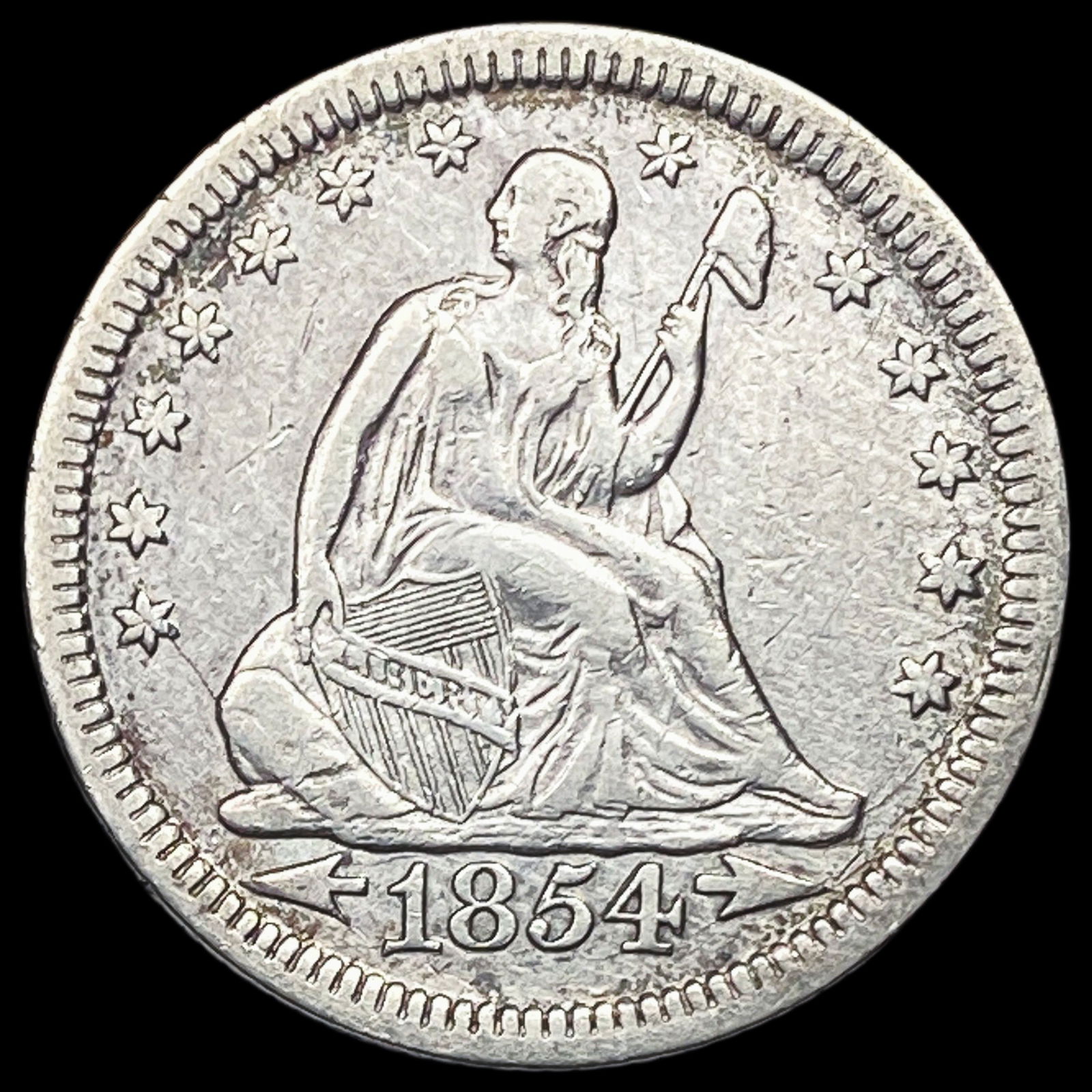 1854 Arrows Seated Liberty Quarter NEARLY UNCIRCULATED (1 of 2)