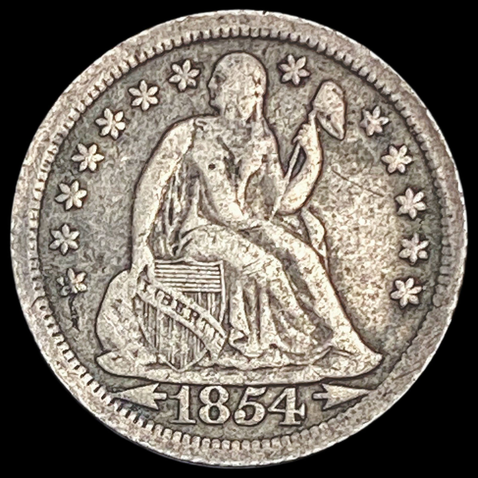 1854-O Silver Seated Liberty Dime LIGHTLY CIRCULATED (1 of 2)