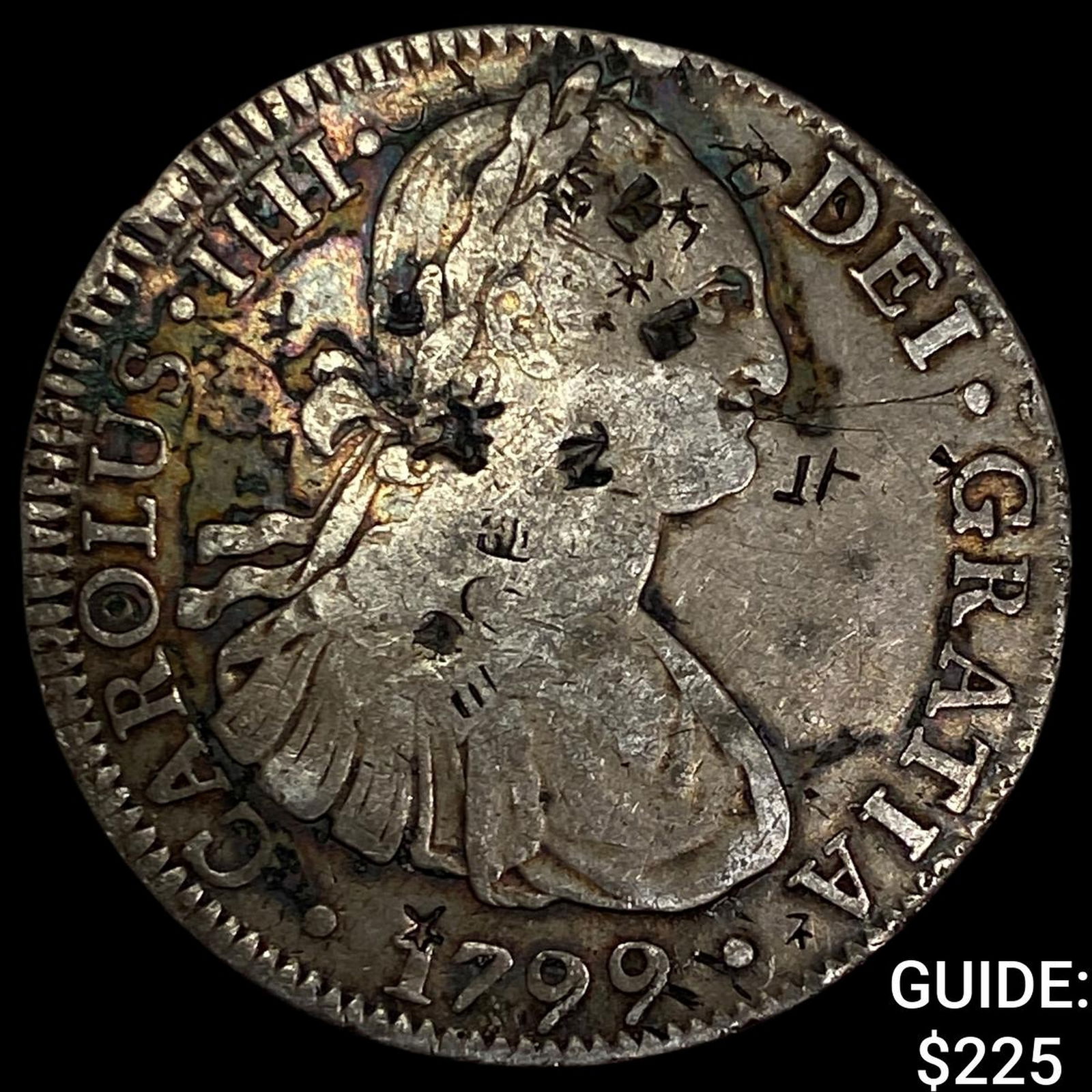 1799 Colonial Spain Silver 8 Reales Chopmarks NEARLY UNCIRCULATED (1 of 2)