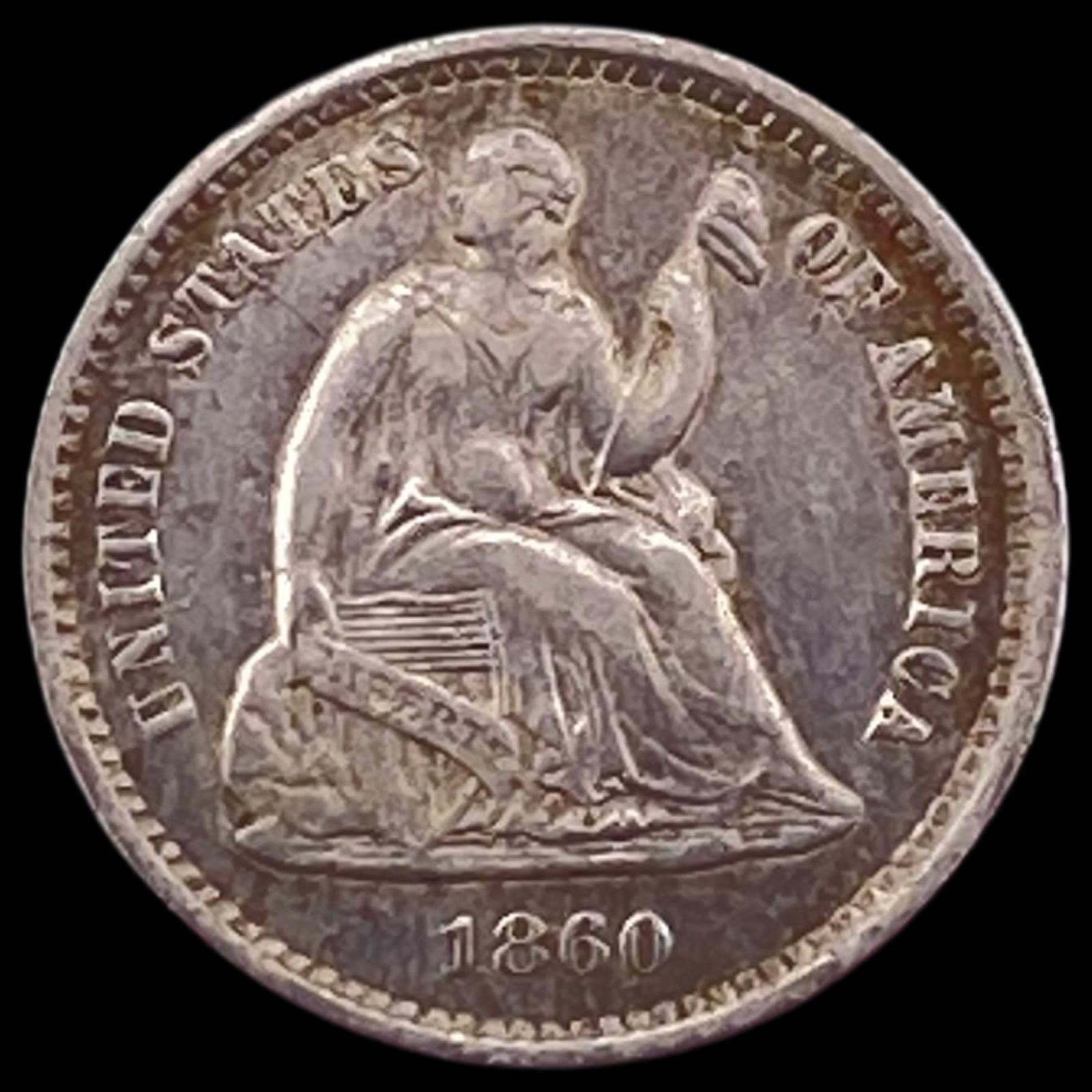 1860-O Seated Liberty Half Dime CLOSELY UNCIRCULATED (1 of 2)