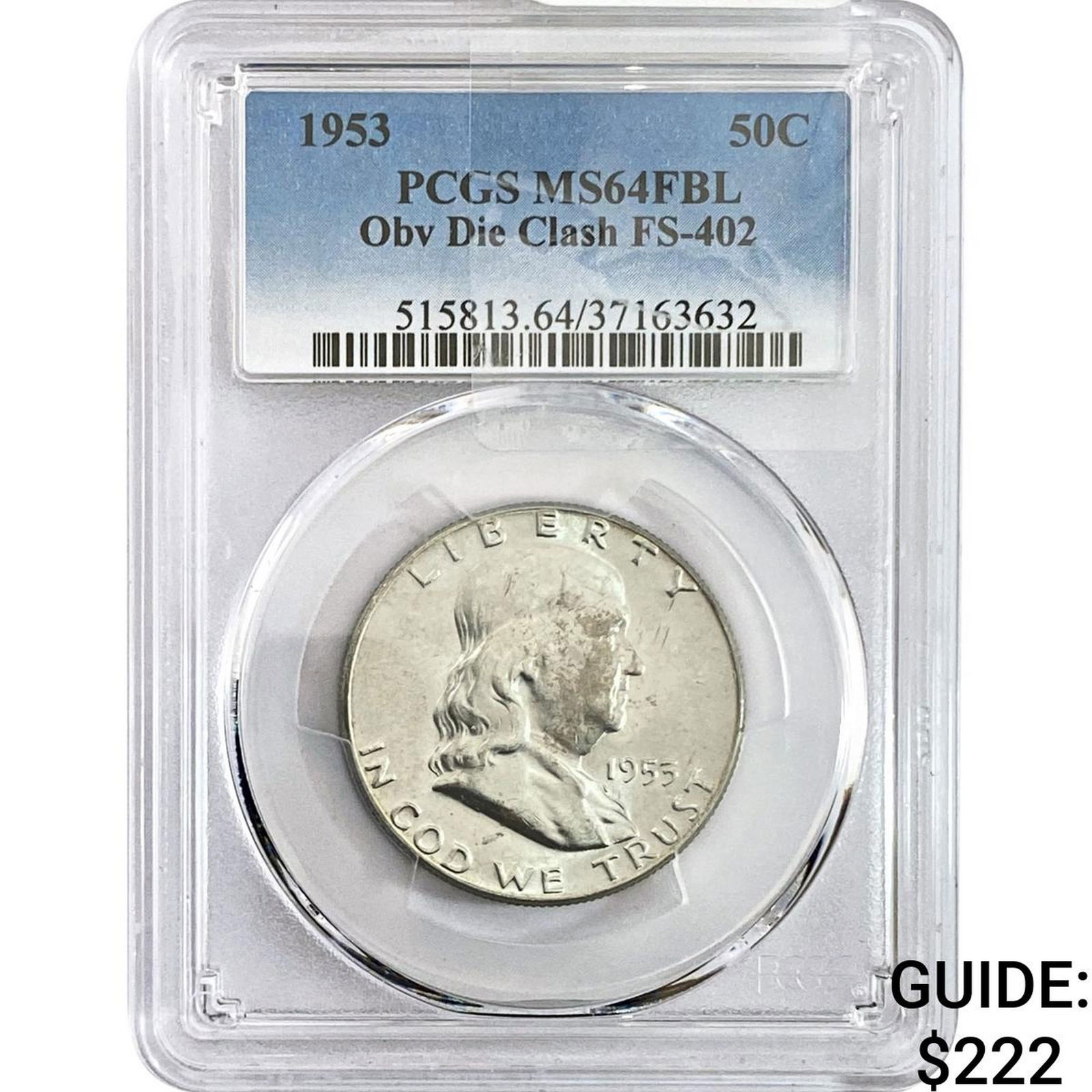 1953 Franklin Half Dollar PCGS MS64 FBL (1 of 2)