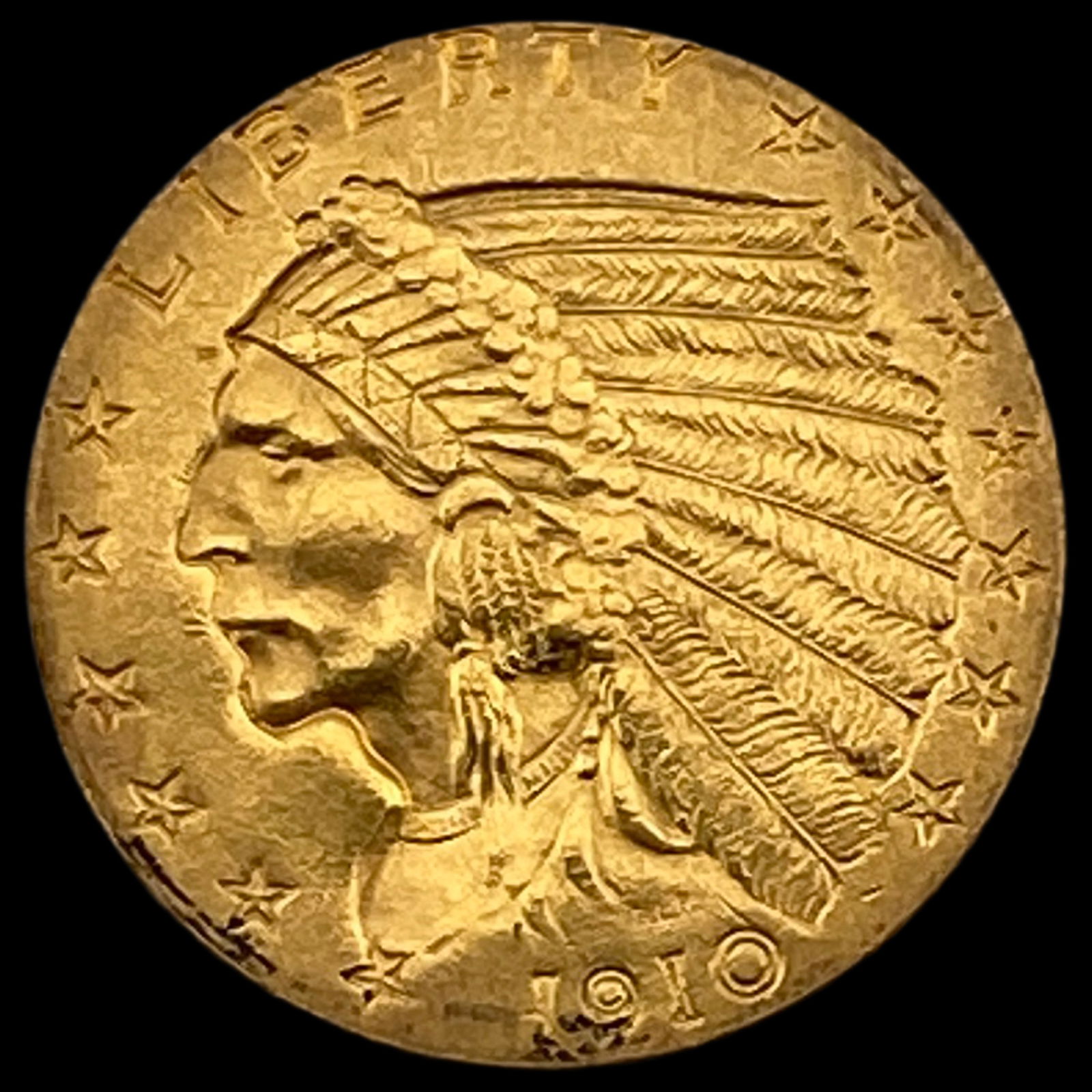 1910 Indian Head Gold $2.50 Quarter Eagle CHOICE AU (1 of 2)