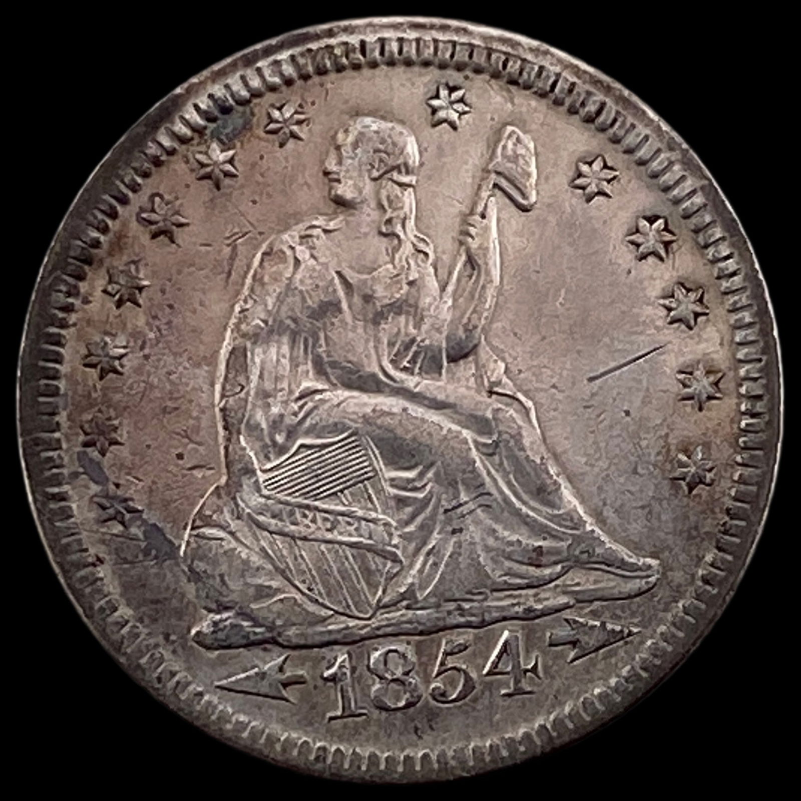 1854 Arrows Seated Liberty Quarter CLOSELY UNCIRCULATED (1 of 2)