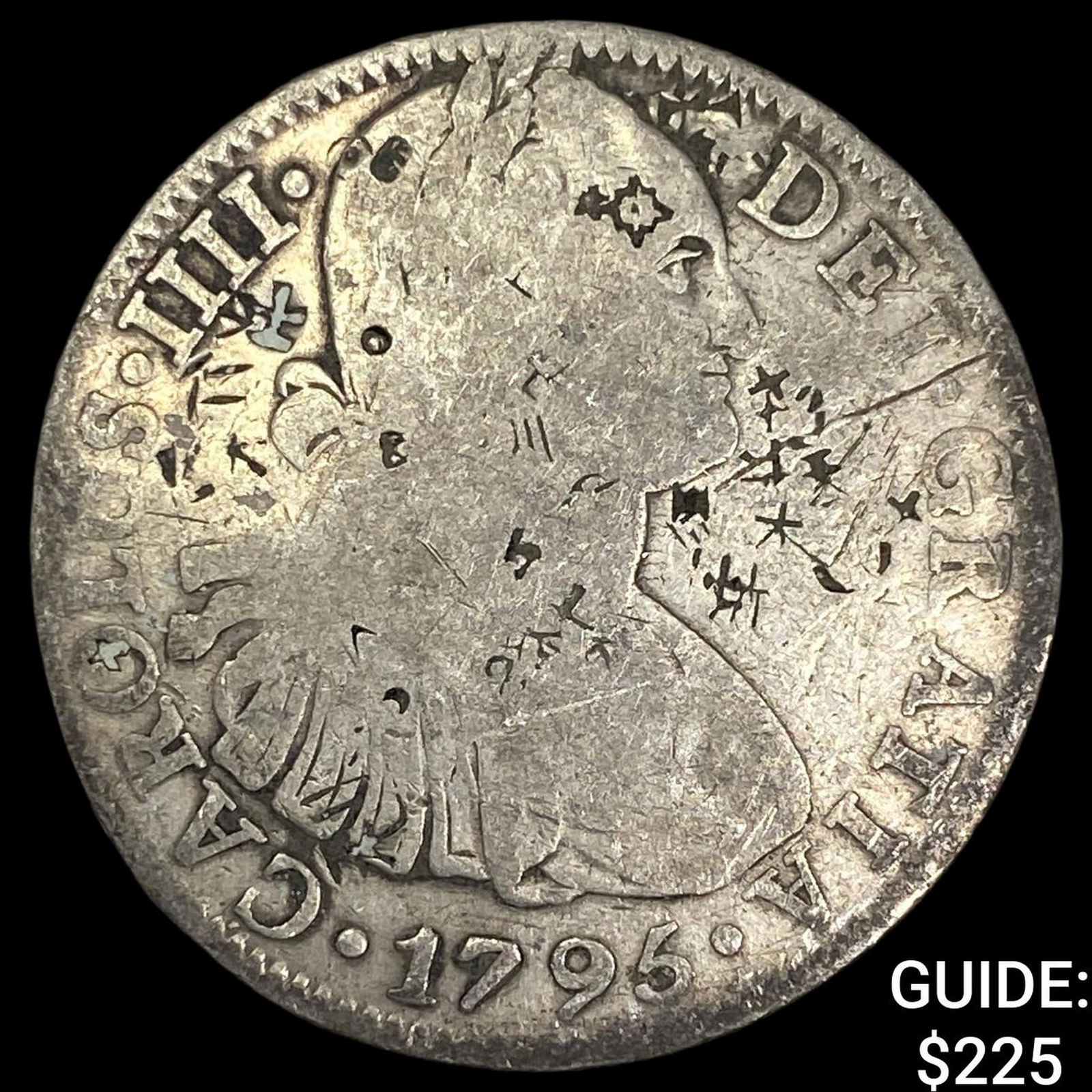 1795 Colonial Spain Silver 8 Reales Chopmarks NEARLY UNCIRCULATED (1 of 2)